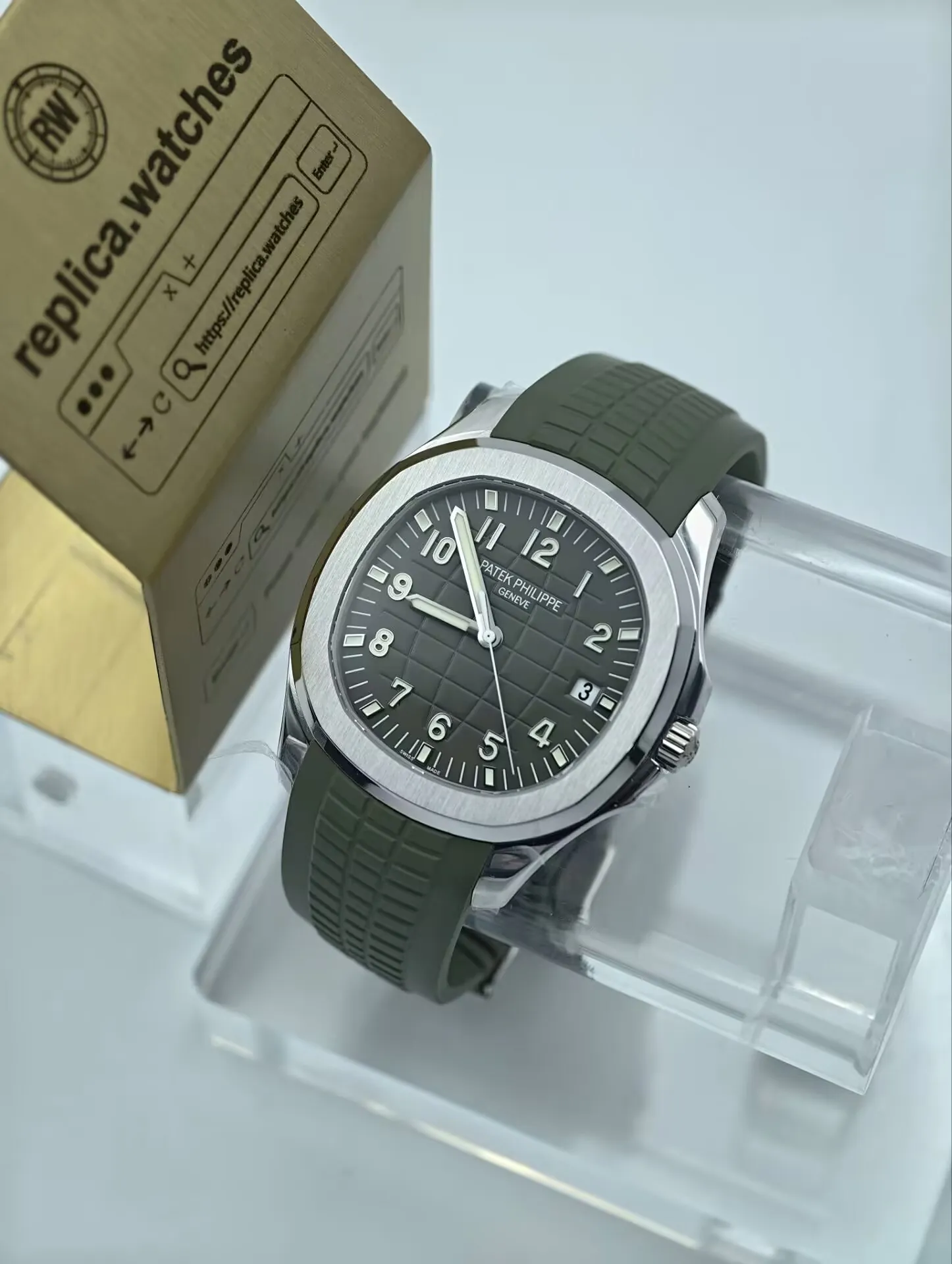 Patek Philippe Aquanaut 5168G-010 Super Clone Khaki Green Ultra-Thin 26-330 S C Movement