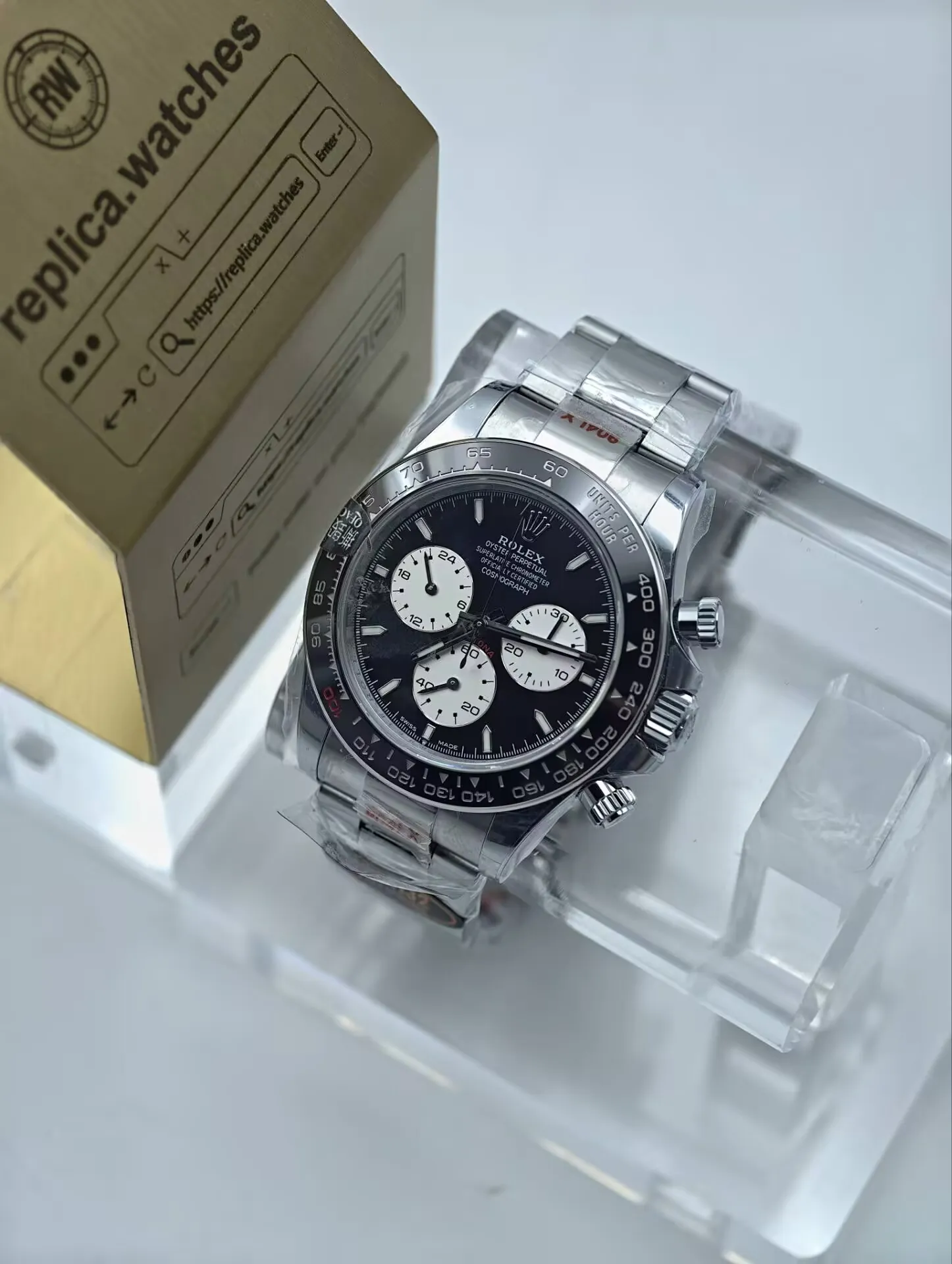 Super Clone Rolex Daytona M126529LN 40mm 100th Anniversary Reverse Panda Dial Automatic Chronograph Watchs