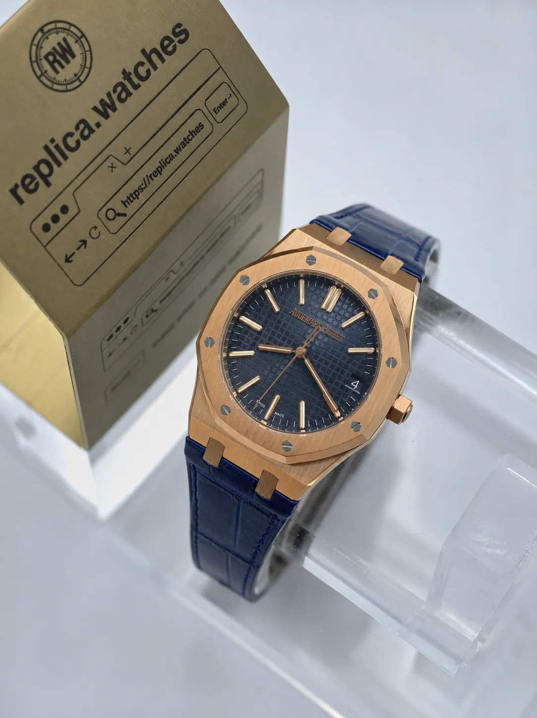 Super Clone Audemars Piguet Royal Oak 15510OR.OO.D315CR.02 41mm Heavy Version Blue Grande Tapisserie Dial 4302 Blue Leather Strap DD Factory Watch