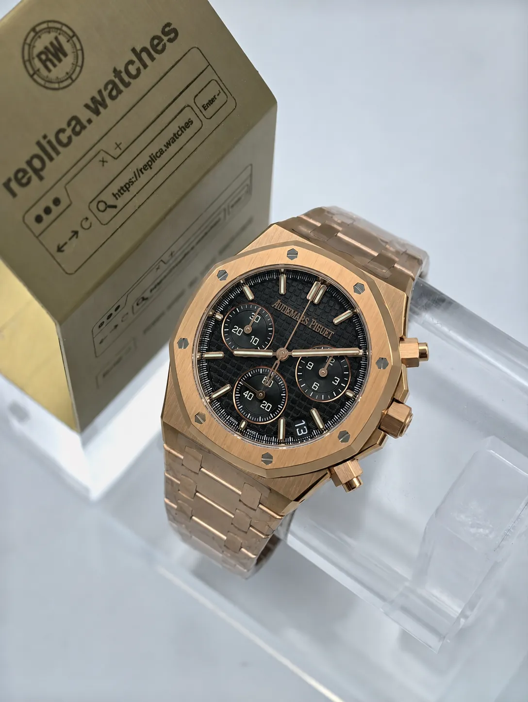 Super Clone Audemars Piguet Royal Oak 26240OR.OO.1320OR.06 41mm Heavy Version Black Grande Tapisserie Dial 4401 Flyback Chronograph DD Factory Watch