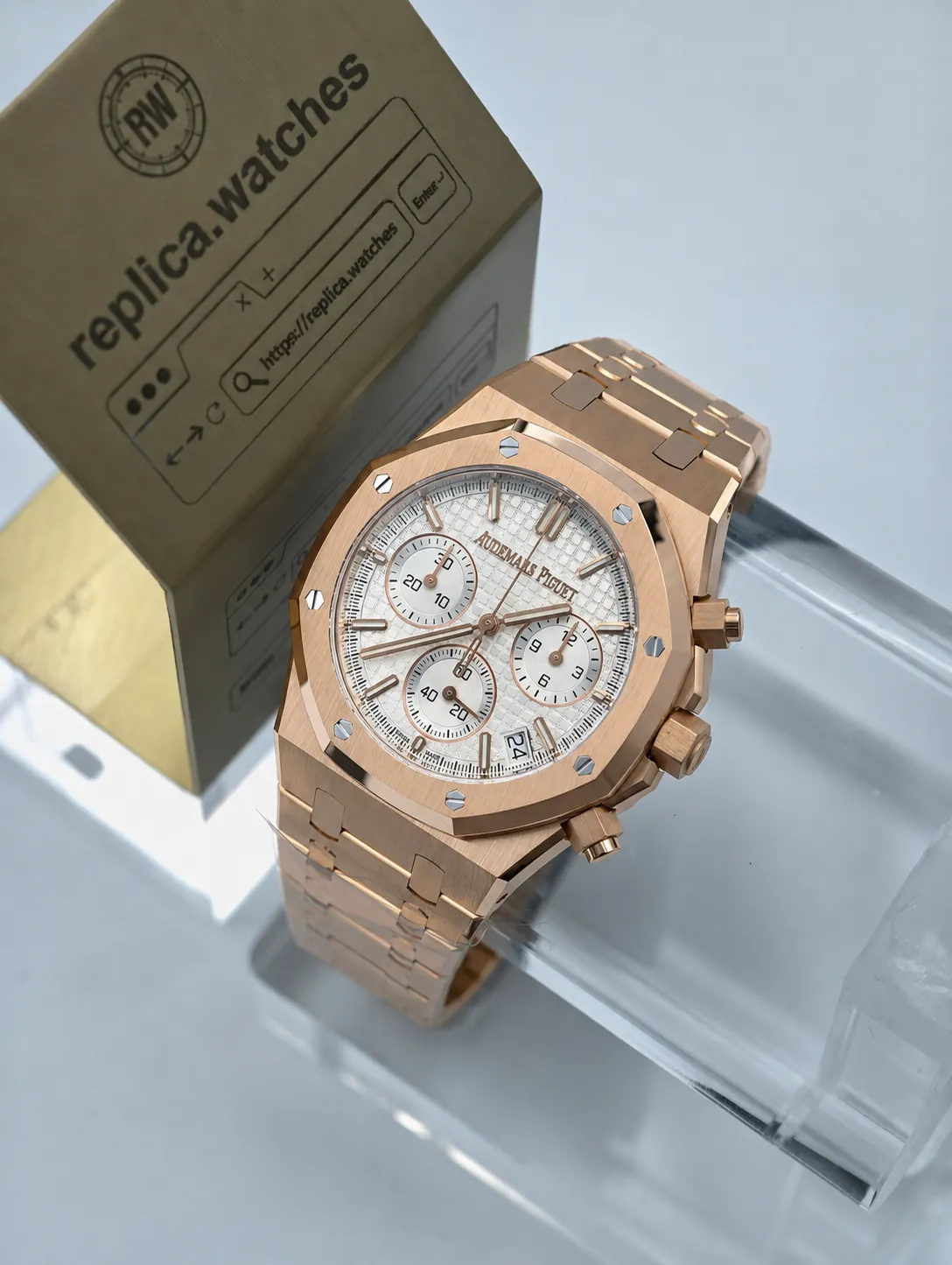 Super Clone Audemars Piguet Royal Oak 26240OR.OO.1320OR.07 41mm Silver Grande Tapisserie Dial 4401 Flyback Chronograph DD Factory Watch