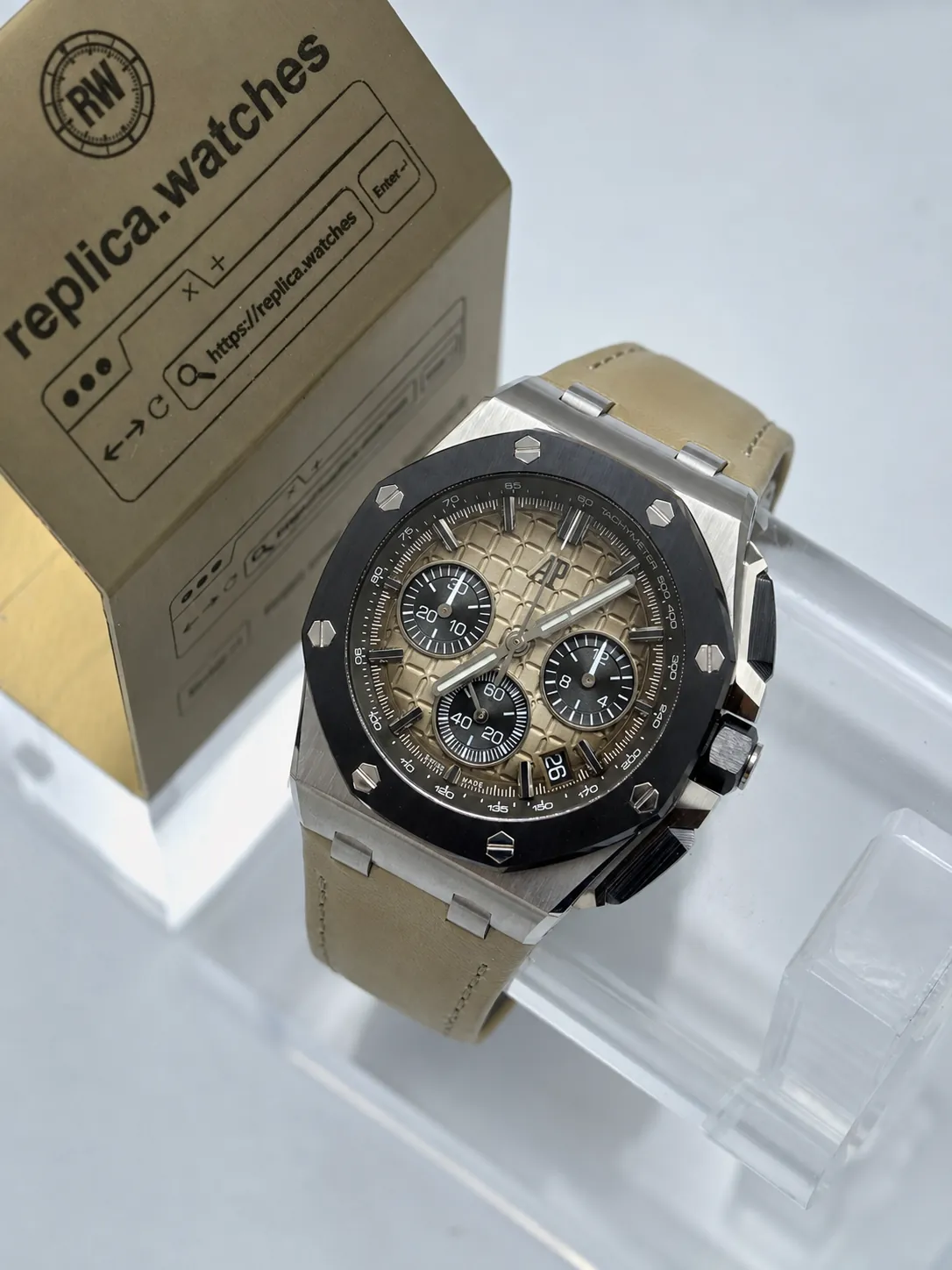 Super Clone Audemars Piguet Royal Oak Offshore 26420SO.OO.A600CA.01 43mm Smoked Brown Tapisserie Dial 4401 Chronograph APP Factory Watch