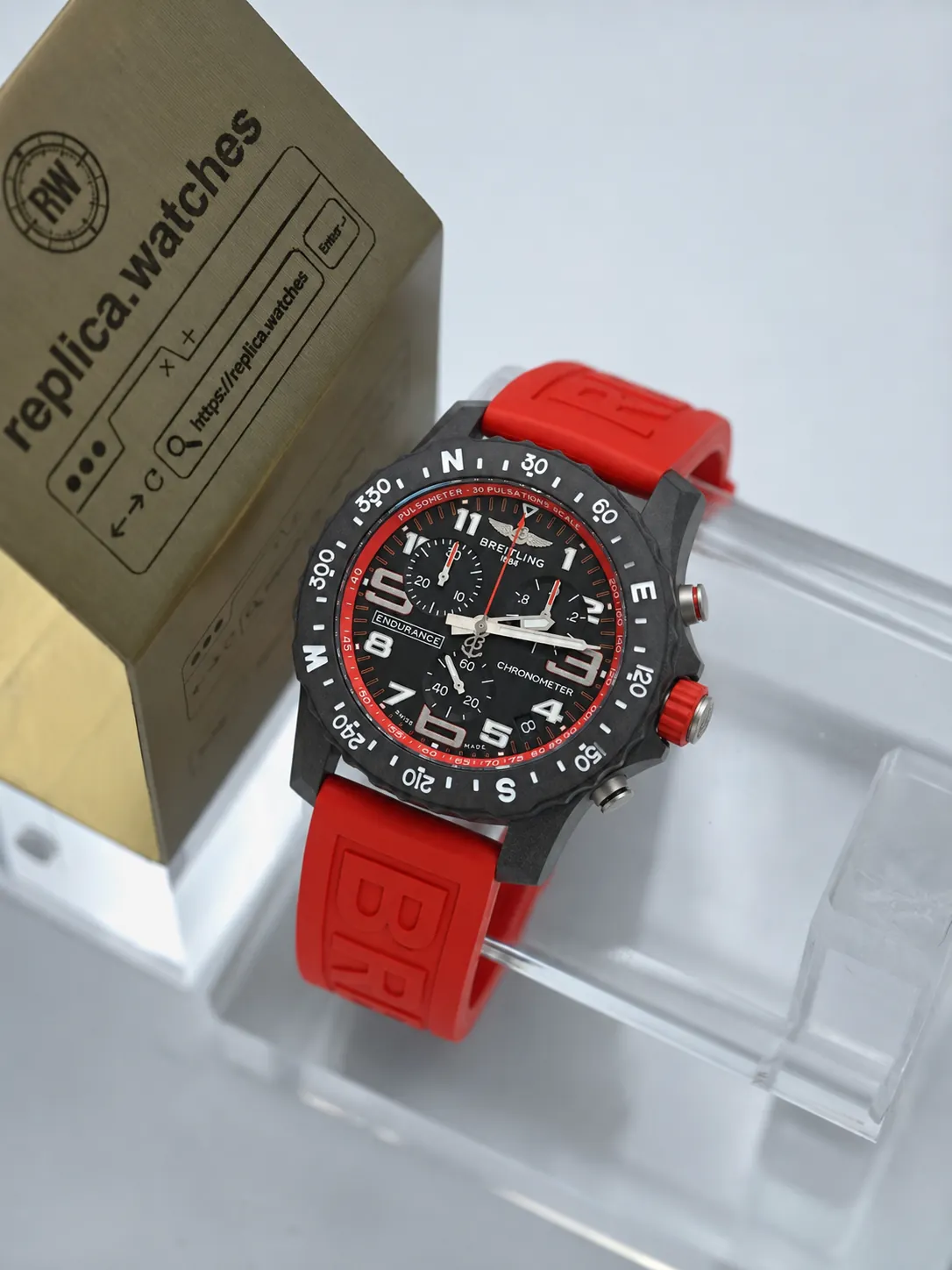 Super Clone Breitling Endurance Pro X82310D91B1S1 44mm Black Red Dial Triple Chronograph Compass Bezel Quartz Movement TW Factory Watch