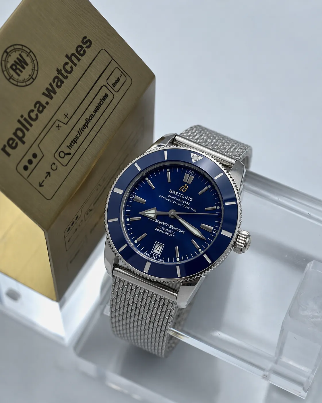 Super Clone Breitling Superocean Heritage AB2010161C1A1 42mm Gun Blue Sunburst Dial Blue Ceramic Bezel B20 Movement GO Factory Watch