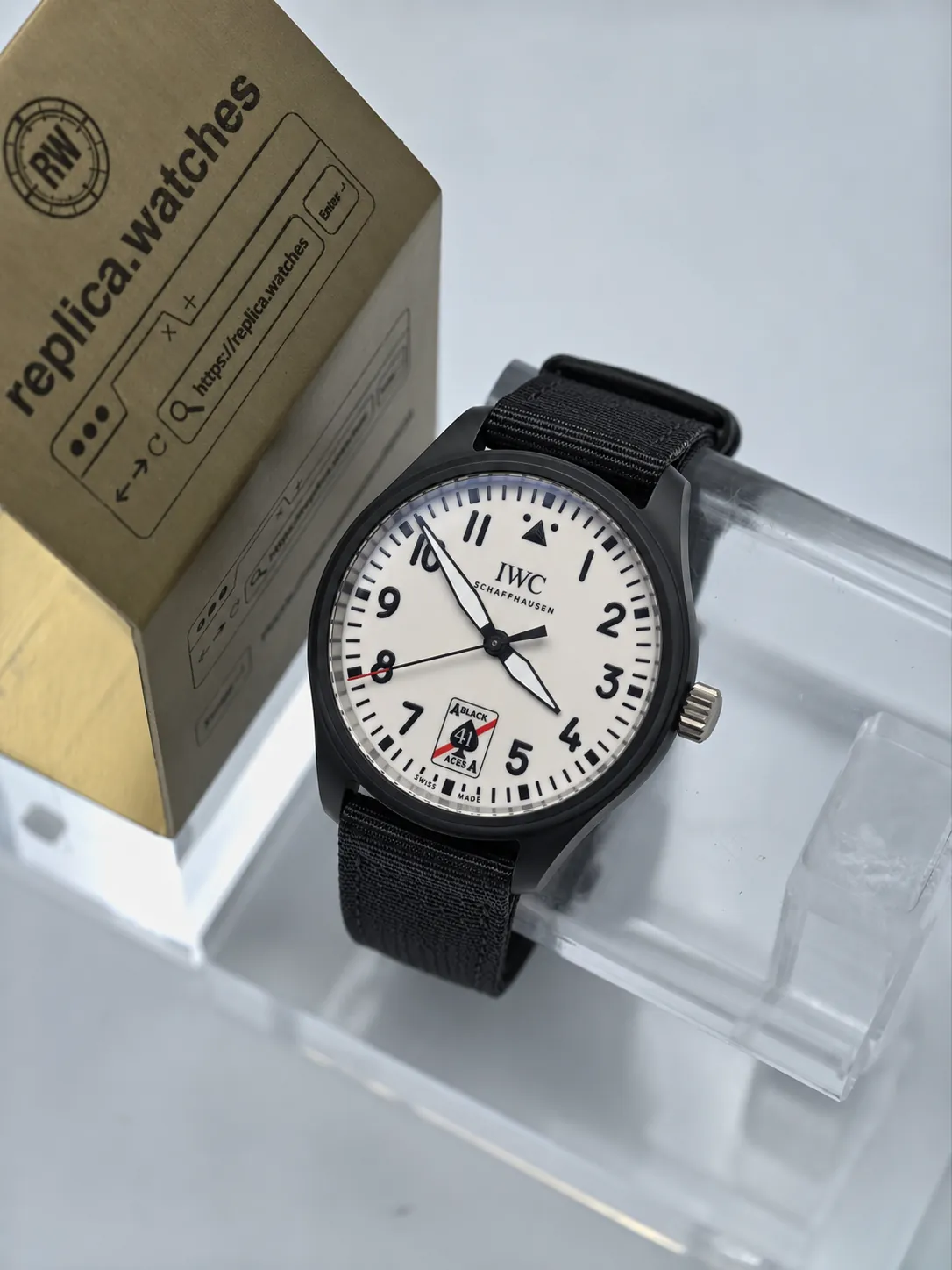 Super Clone IWC Pilots Watch Automatic 41 Black Aces IW326905 Screw Down Crown Sapphire Crystal