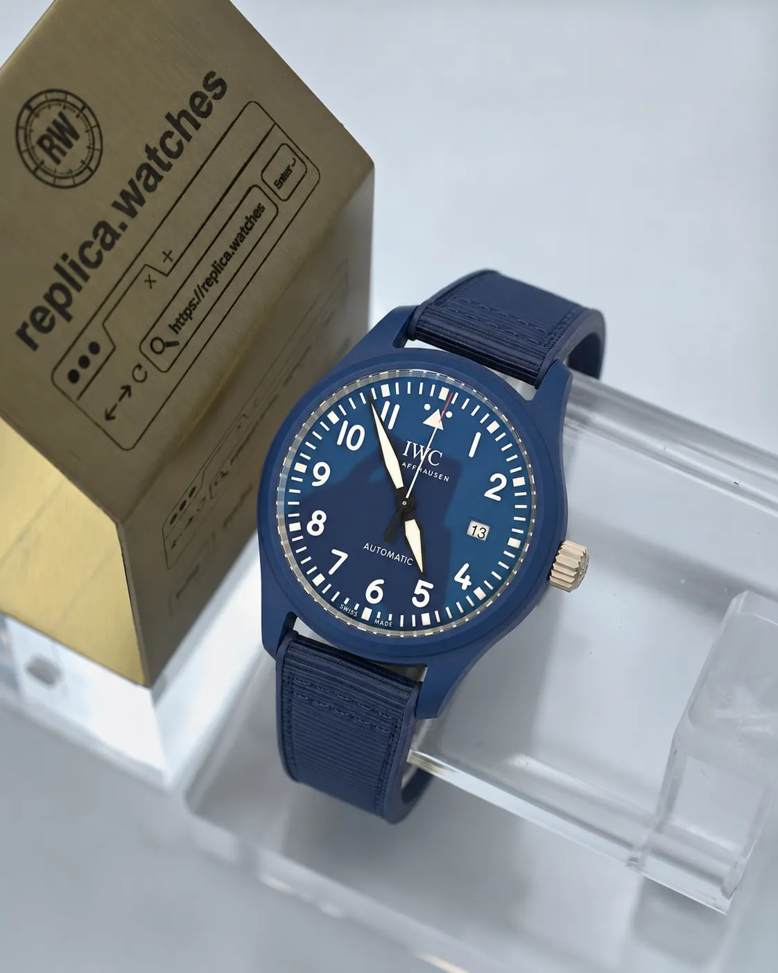 Super Clone IWC IW328101 Blue Dial 41mm Laureus Sport For Good Pilot Watch Blue Rubber Strap Watchs