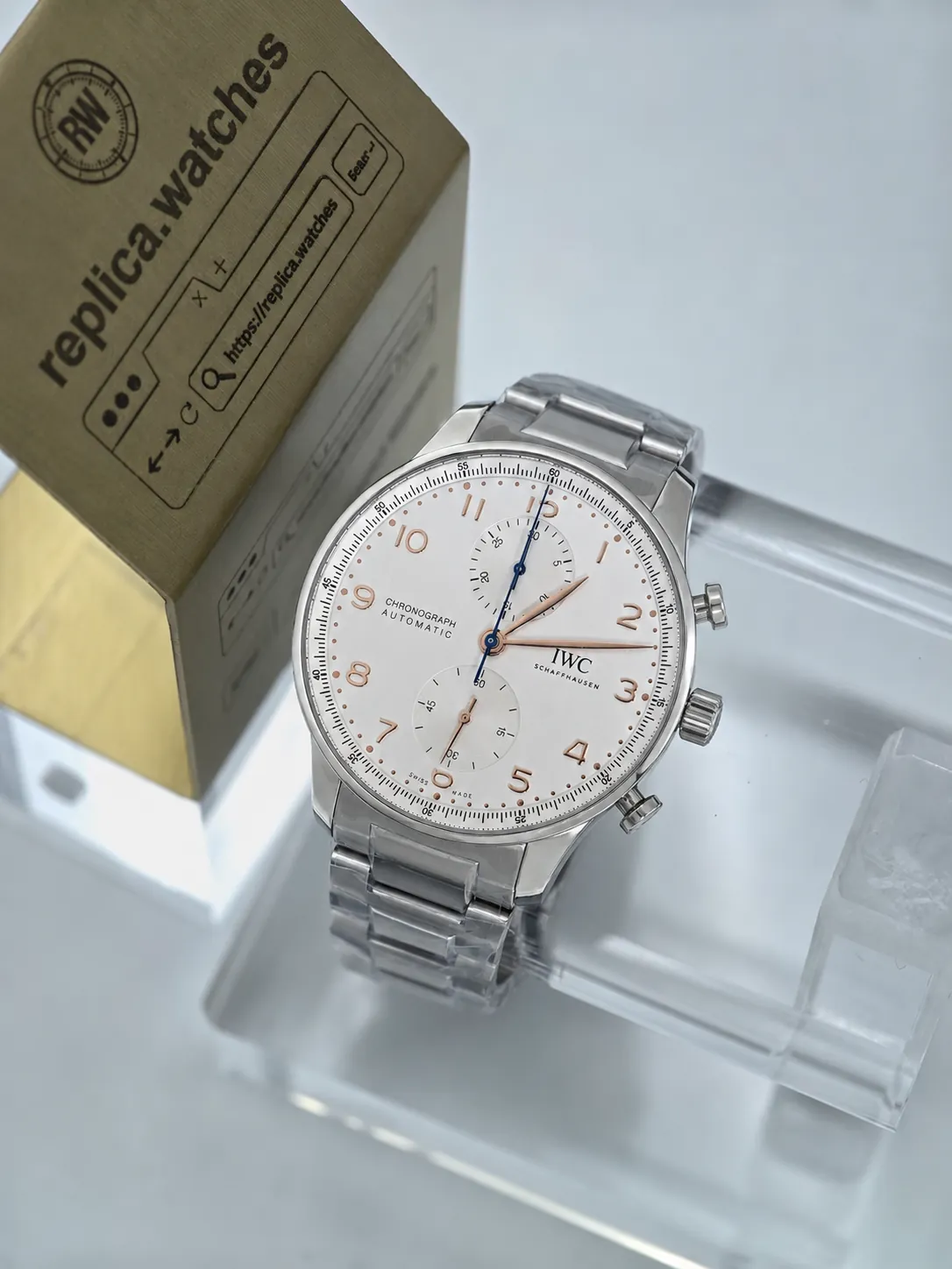 Super Clone IWC IW371604 Silver White Dial 41mm Portugieser Chronograph Twin Subdial Watchs