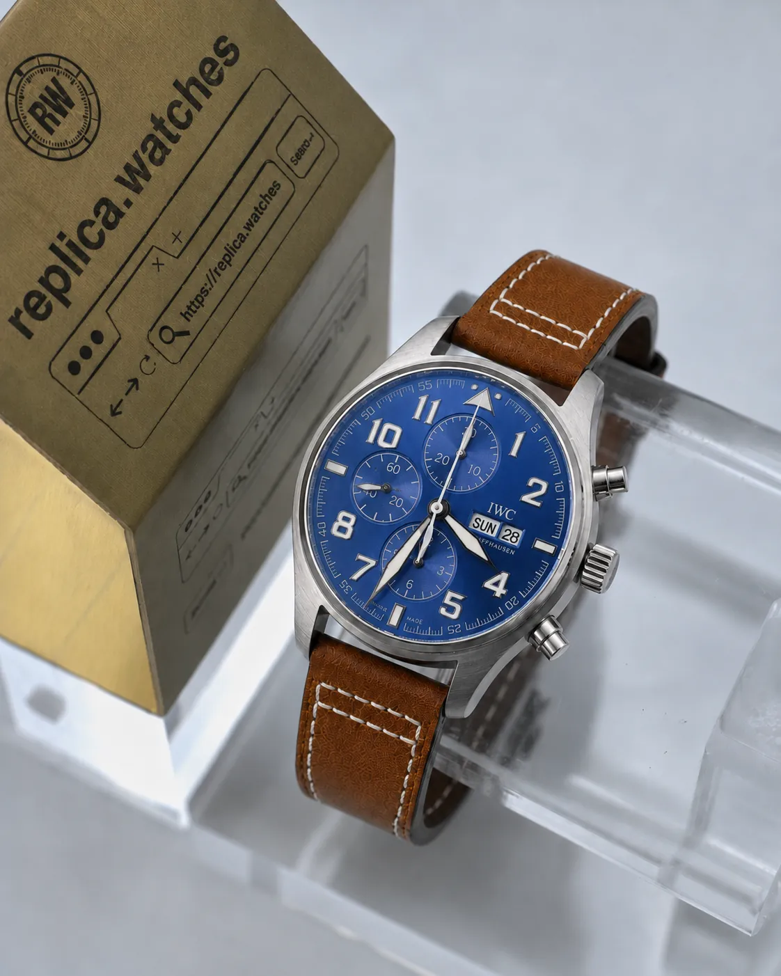 Super Clone IWC IW377714 Pilot Chronograph Blue Dial Triple Subdial Day Date Display 79320 Automatic Movement