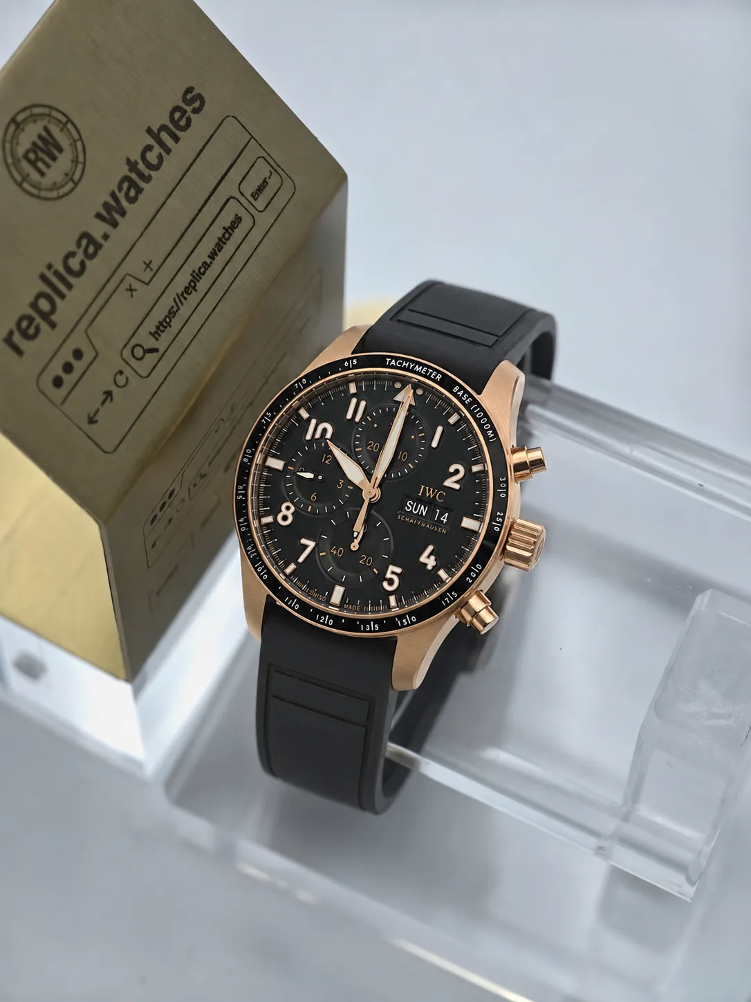 Super Clone IWC Pilot’s Watch Performance Chronograph IW388309 Black Dial 41mm Rose Gold Case Racing Sports Automatic Watchs