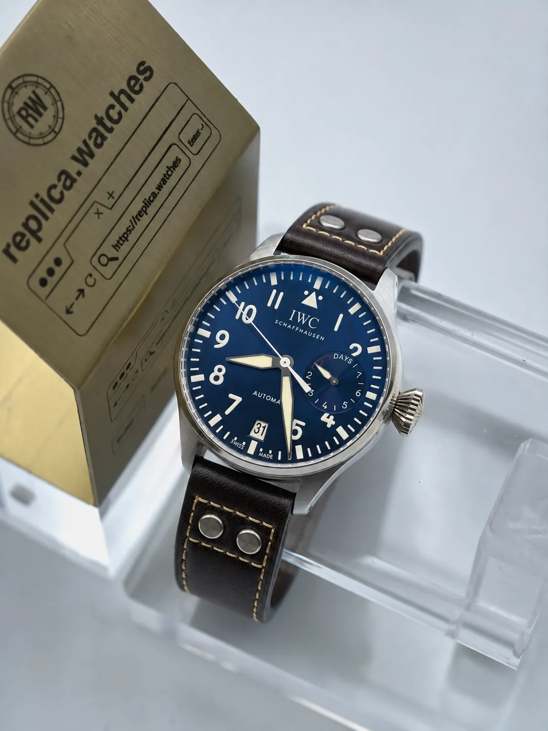 Super Clone IWC Big Pilot Watch IW501002 Le Petit Prince Midnight Blue Dial 46.2mm Vintage Leather Watchs