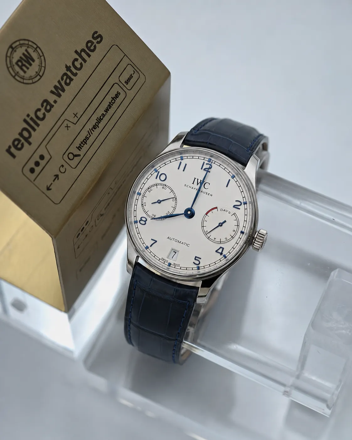 Super Clone IWC IW500107 Silver White Dial 42.3mm Portugieser Blue Hands Power Reserve Watchs