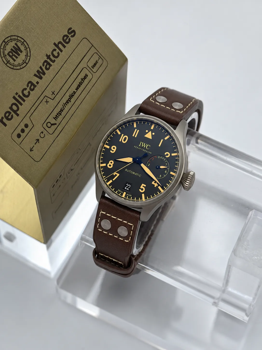 Super Clone IWC Big Pilot Heritage IW501004 46mm Vintage Cream Dial 7 Days Power Reserve 52110 Z Factory Watch