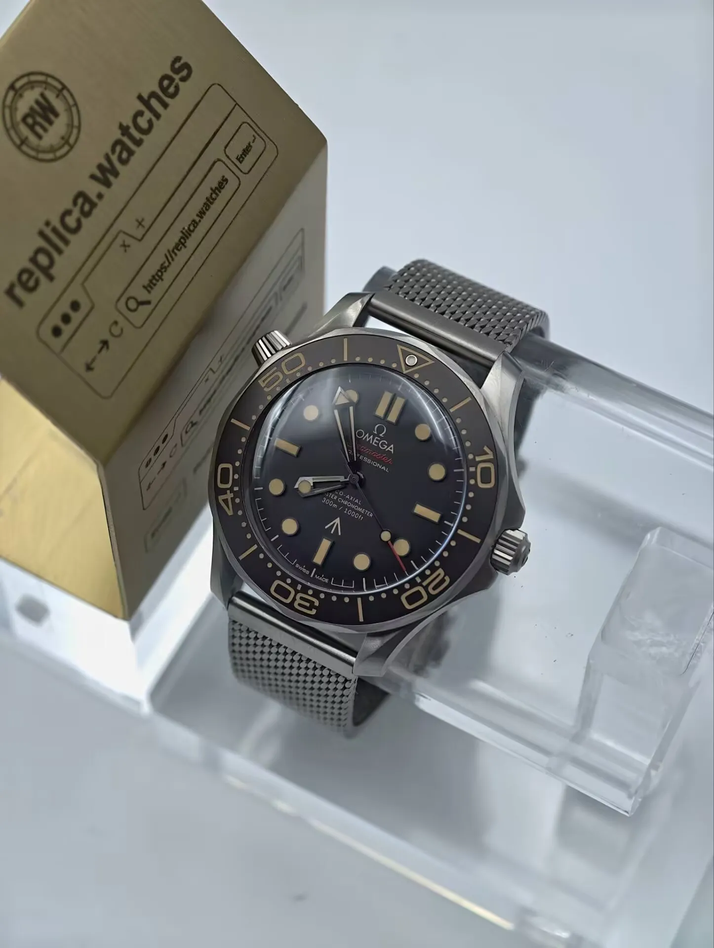 Super Clone OMEGA Seamaster 007 210.90.42.20.01.001 42mm 316L Steel Mesh Bracelet 72H Power Reserve Diver Watchs