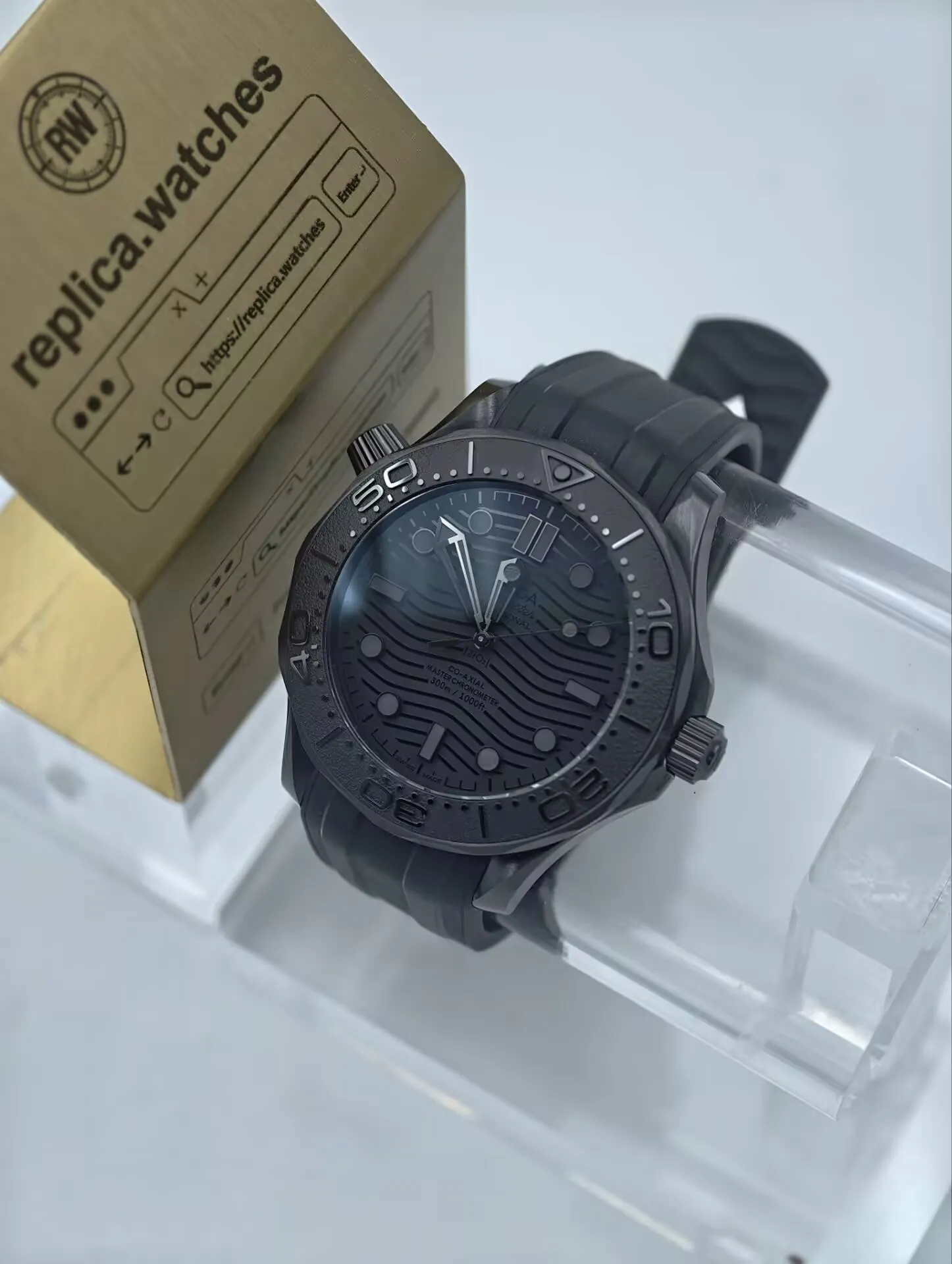 Super Clone OMEGA 210.92.44.20.01.003 Black Dial 43.5mm Full Ceramic Seamaster Diver Watchs