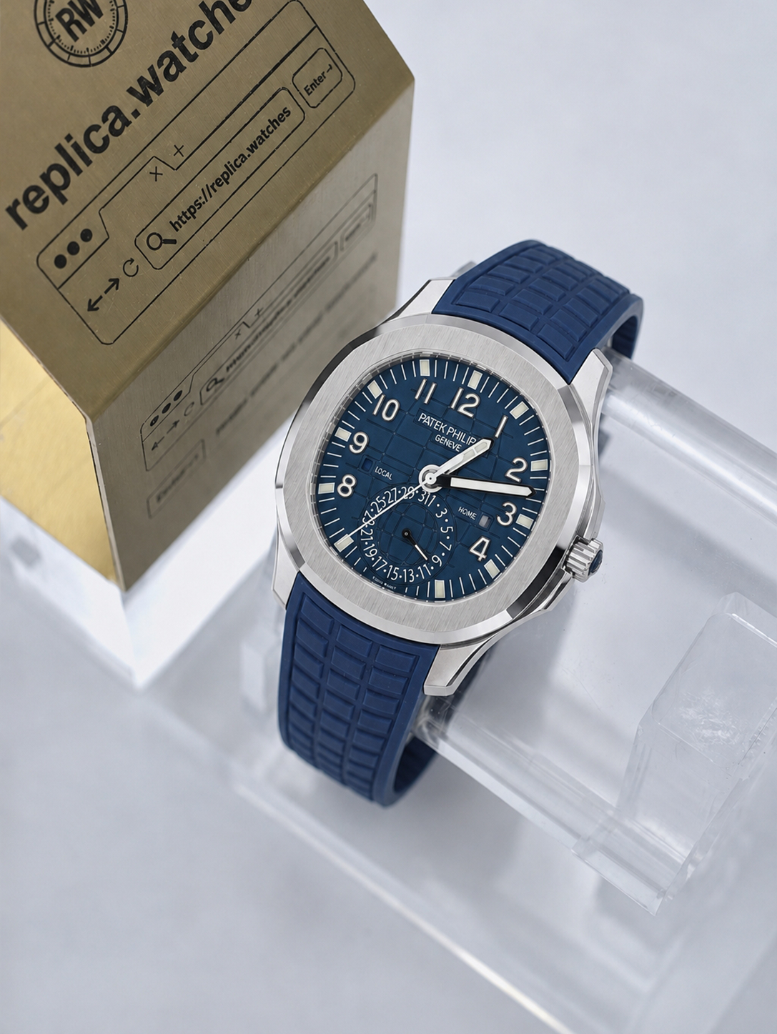 Replica Patek Philippe Aquanaut 5164G-001 Blue-Grey Dial 40.8mm Dual Timezone Watchs