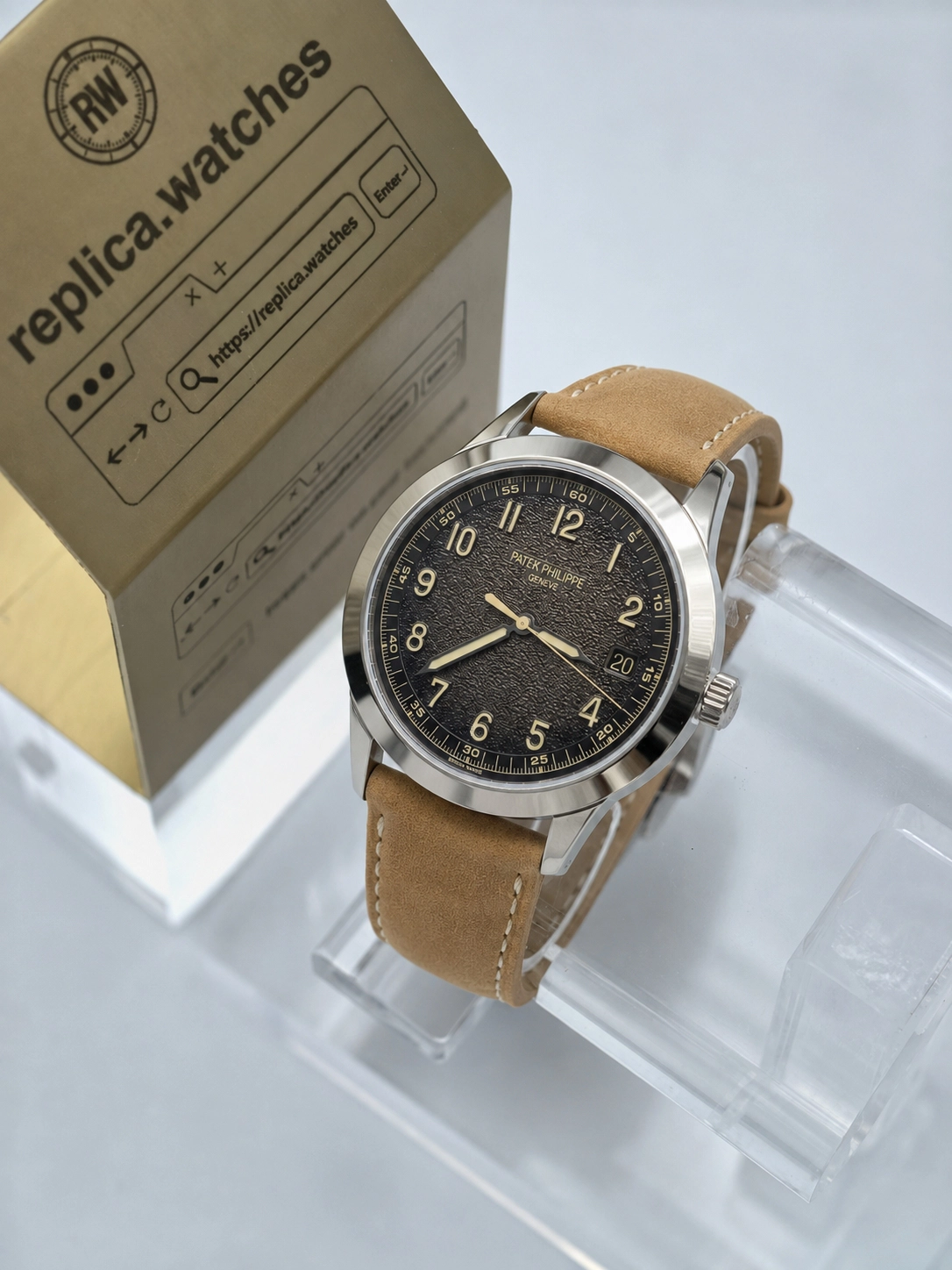 Super Clone Patek Philippe 5226G-001 Charcoal Grey Dial 40mm Clous de Paris Case Calatrava Watchs