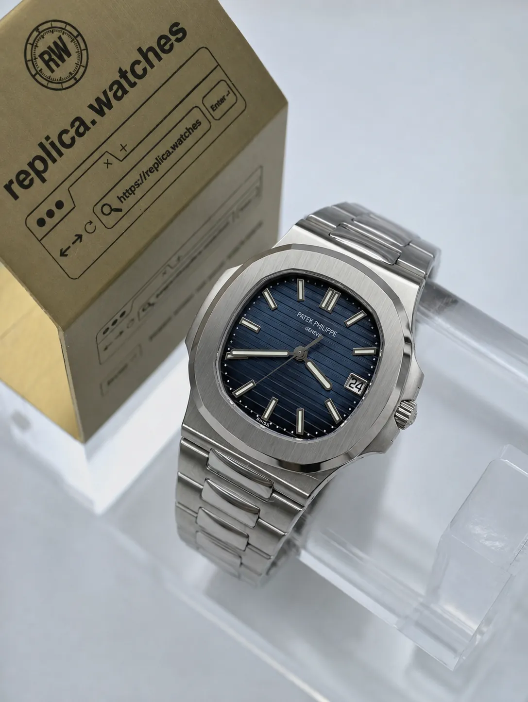 Super Clone Patek Philippe Nautilus 5811/1G‑001 41mm Heavy Version 18K White Gold Blue Black Gradient Dial 26‑330 SC DD Factory Watch