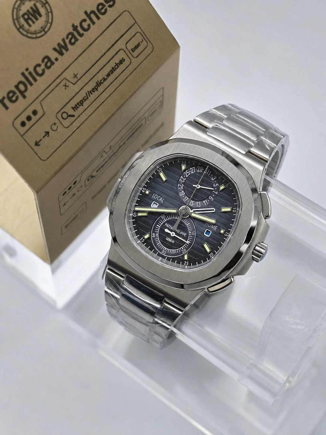Super Clone Patek Philippe 5990/1A-001 Dark Grey Dial 40.5mm CH 28-520 C FUS Nautilus Chronograph Watchs