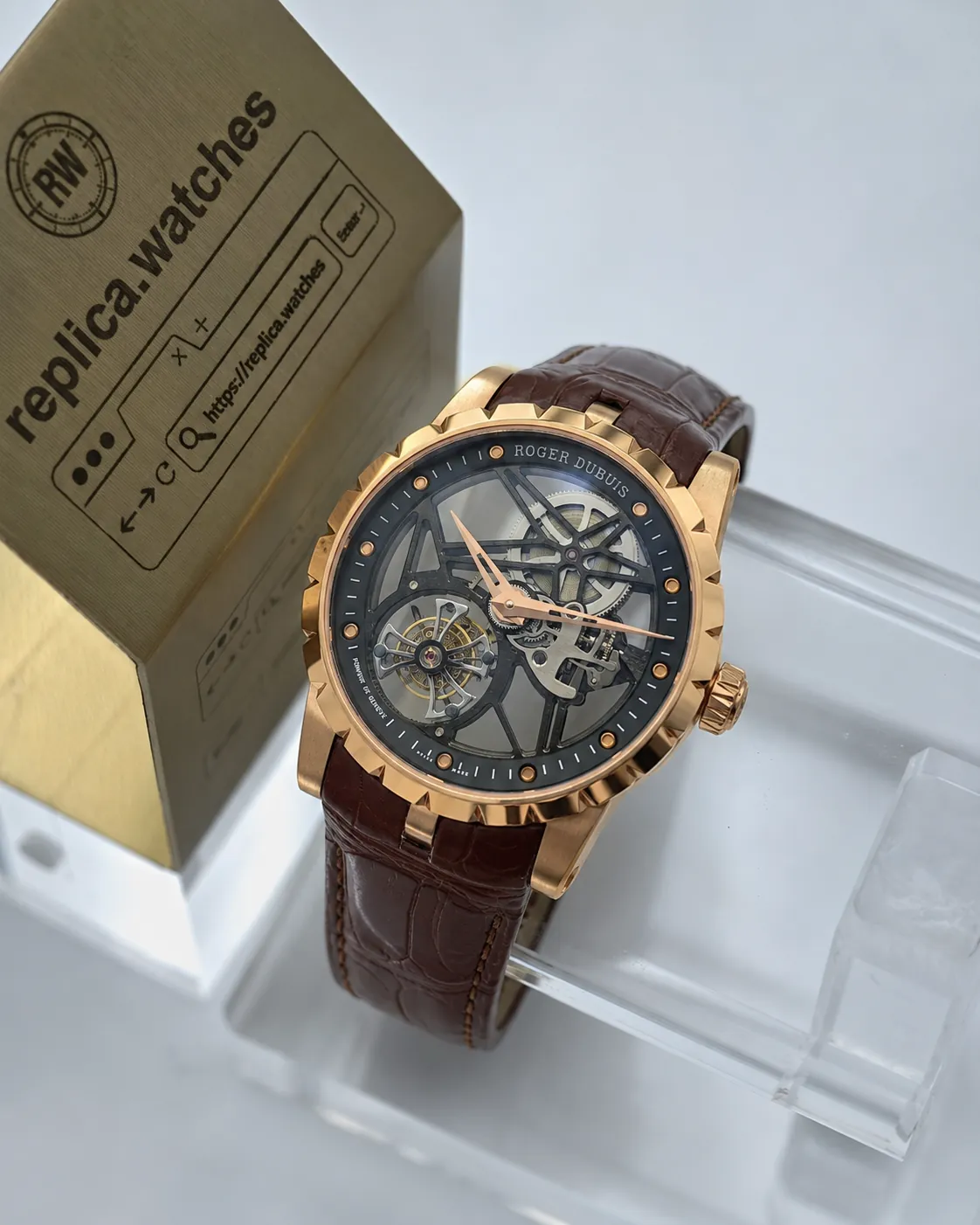 Super Clone Roger Dubuis RDDBEX0392 Skeleton Star Dial 42mm Flying Tourbillon Watchs