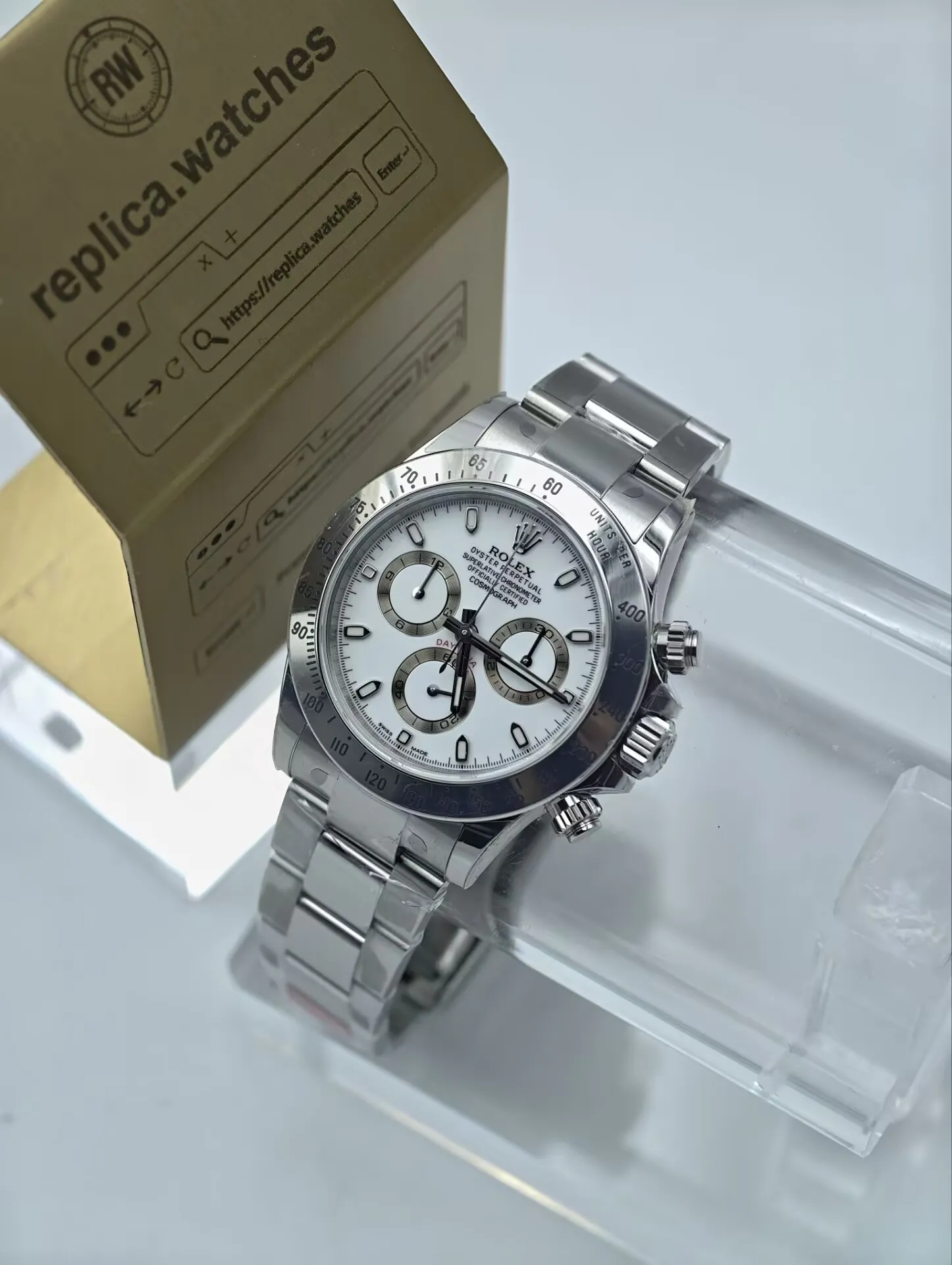 Super Clone Rolex Cosmograph Daytona M116520-78590 40mm White Dial 4130 Movement Chronograph Watchs