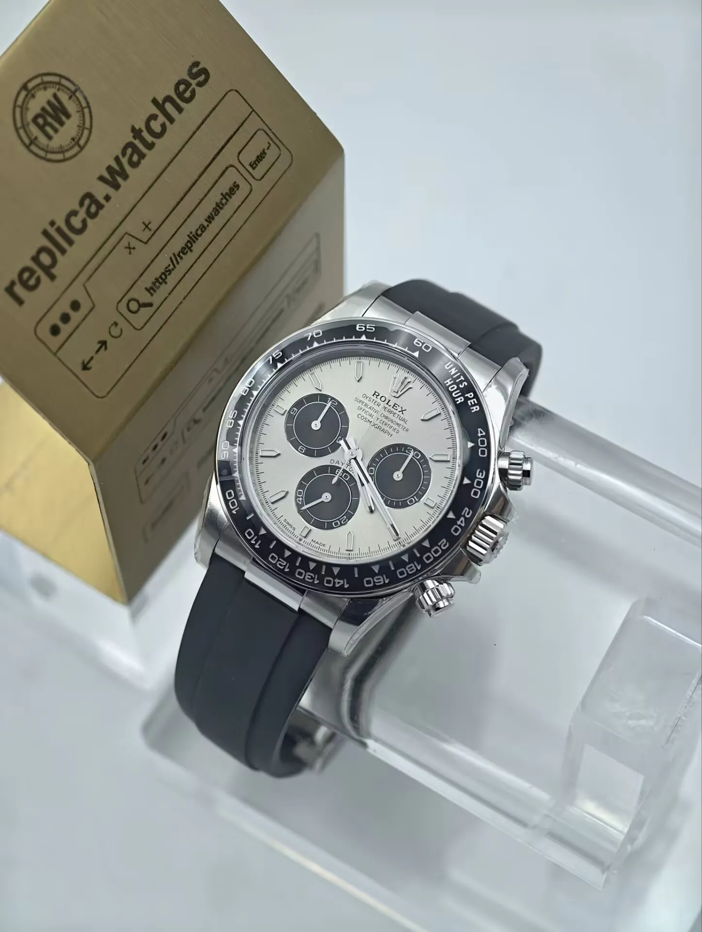 Super Clone Rolex M126519LN-0006 Silver Dial 40mm Black Ceramic Bezel OysterFlex Daytona Watchs