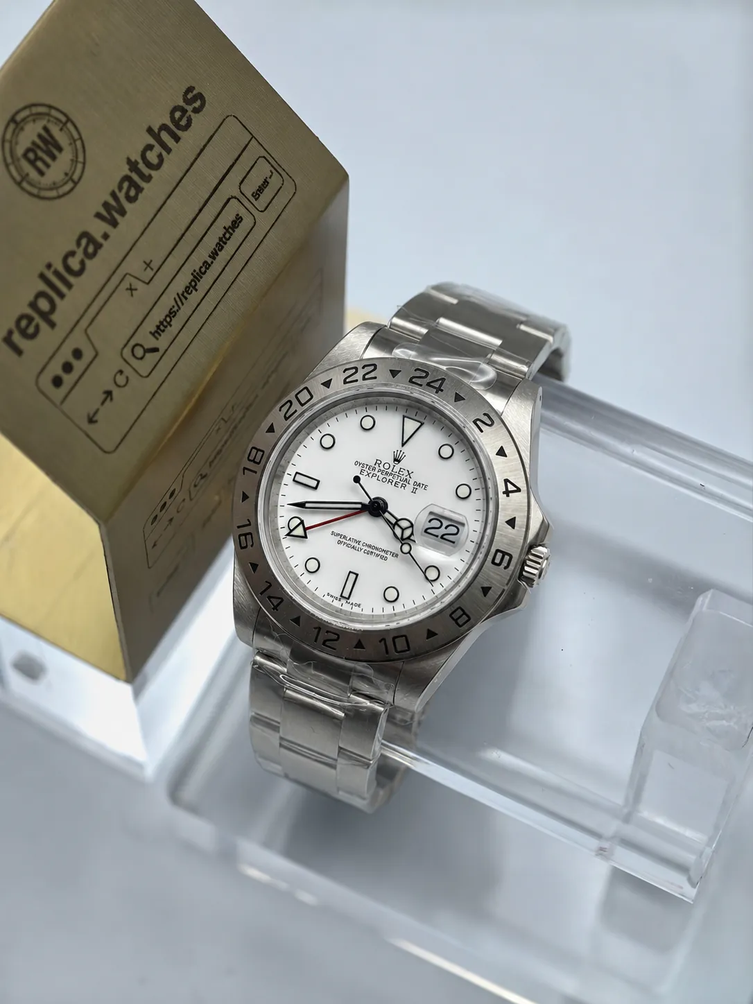 Super Clone Rolex Explorer II 16570 40mm White Polar Dial Red GMT Hand Oyster Bracelet Automatic Watch