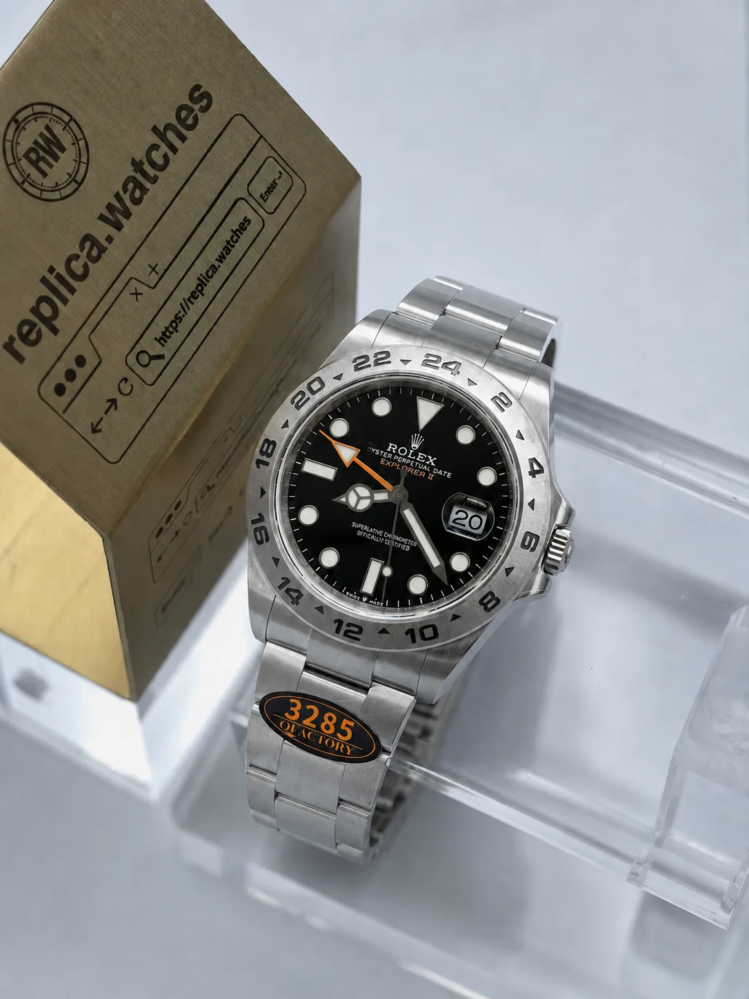 Super Clone Rolex Explorer II M226570-0002 42mm Black Dial Orange GMT Hand 904L Steel Oyster Bracelet Watch