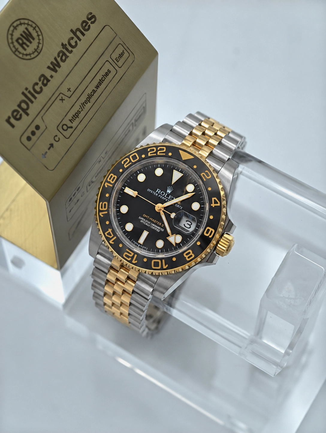 Super Clone Rolex M126713GRNR-0001 Black Dial 40mm Grey-Black Ceramic Bezel GMT-Master II Watchs