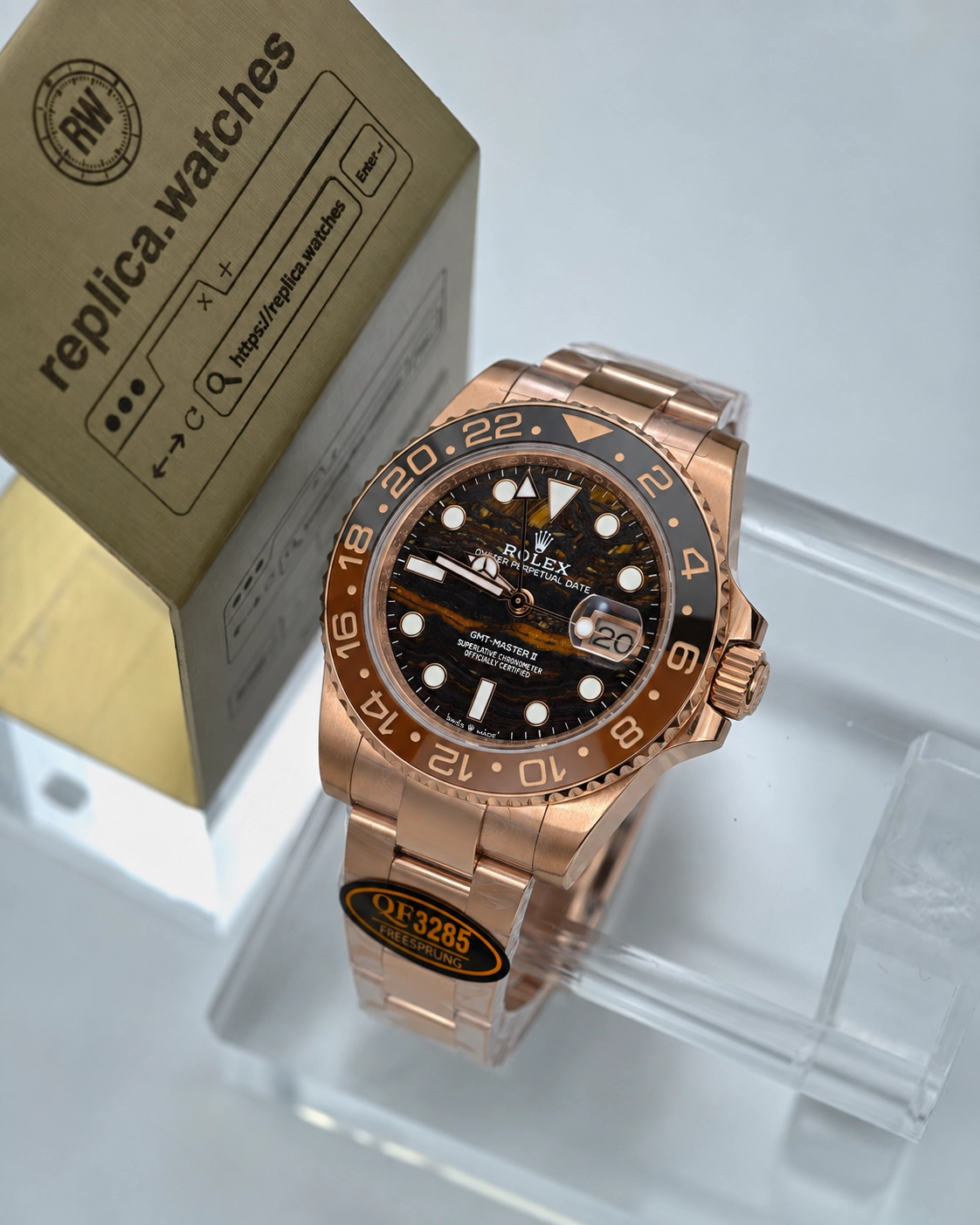 Super Clone Rolex M126715CHNR-0002 Black Brown Dial 40mm Tiger Eye Texture GMT-Master II Watchs