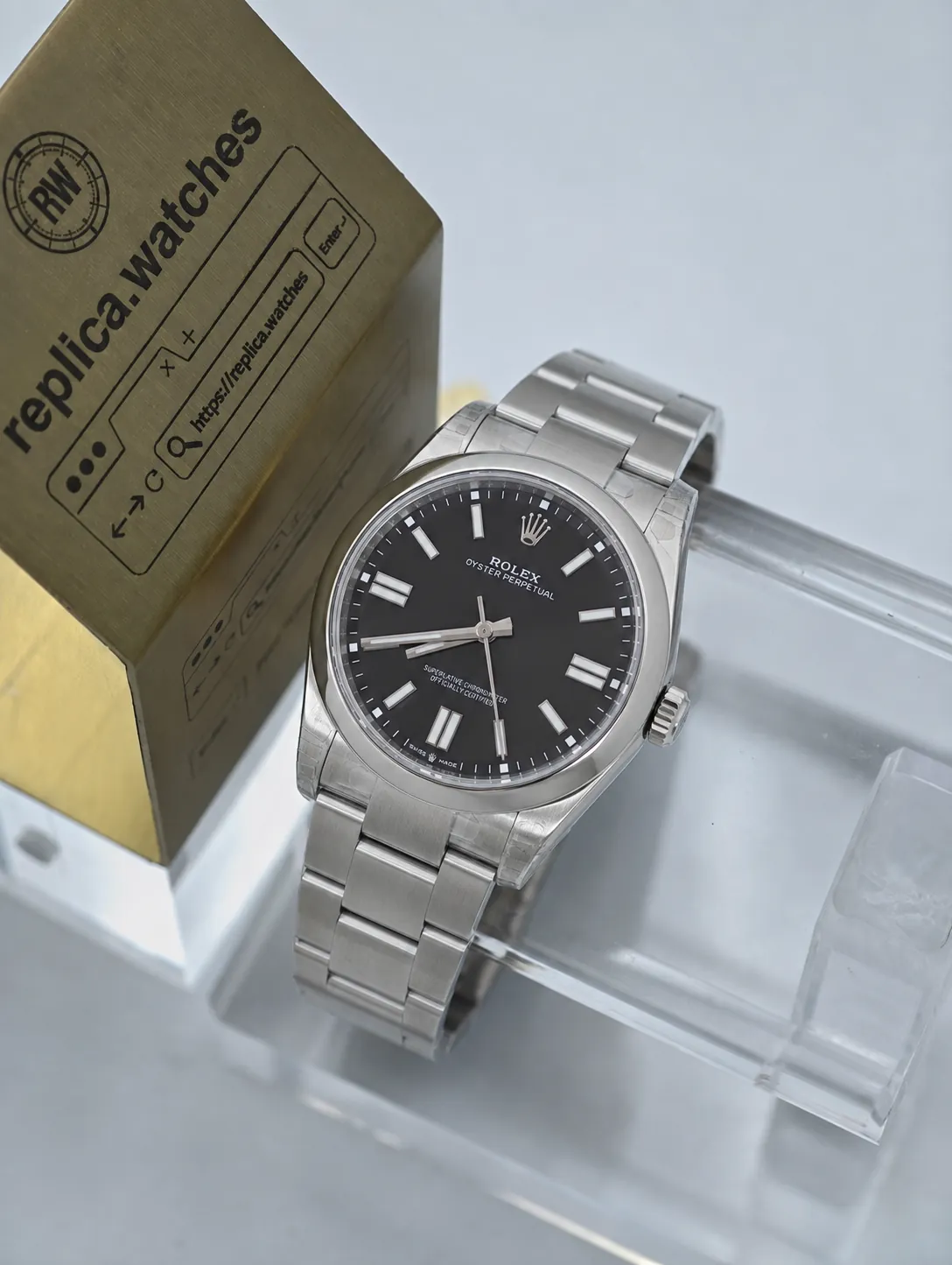 Super Clone Rolex Oyster Perpetual M124300-0002 41mm Black Dial 904L Steel 3230 Movement Mens Watch