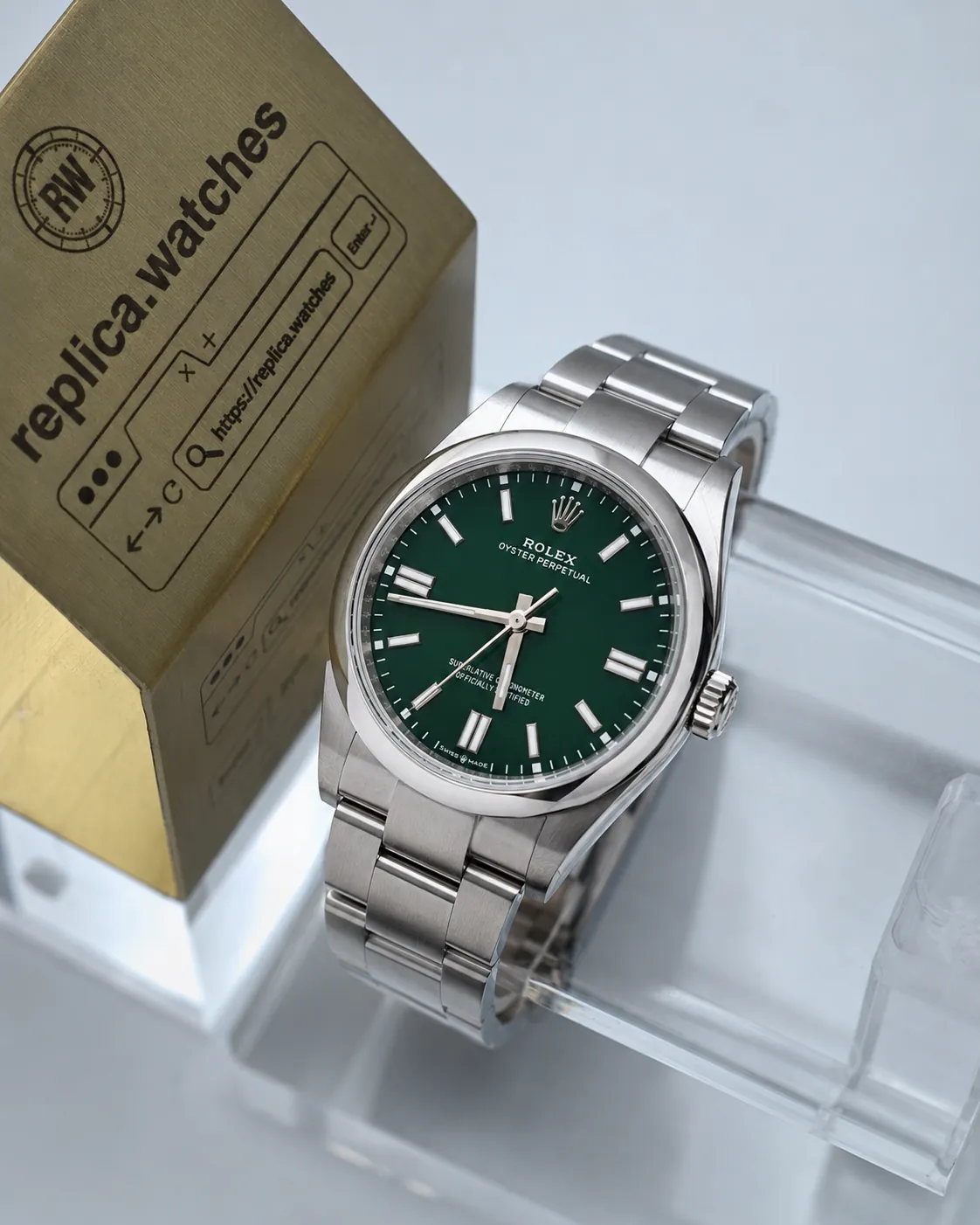 Super Clone Rolex Oyster Perpetual 36 M126000-0005 Green Dial Date Window 904L Steel Oyster Bracelet Watch