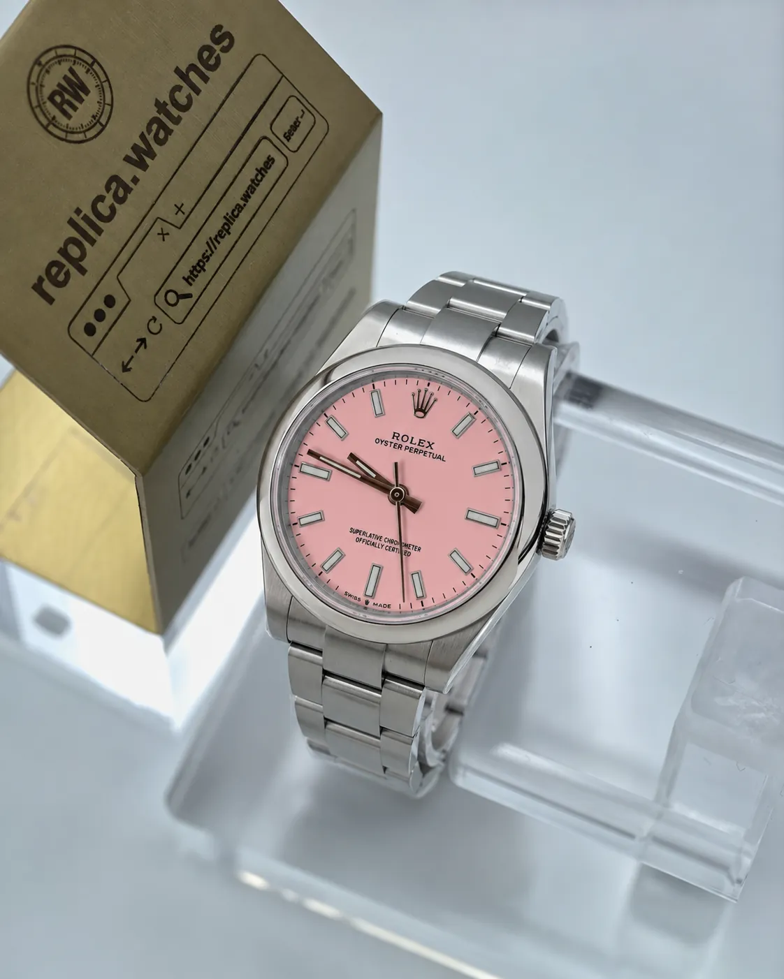 Super Clone Rolex M277200-0009 Candy Pink Dial 31mm 2232 Movement 100M Waterproof Oyster Watchs