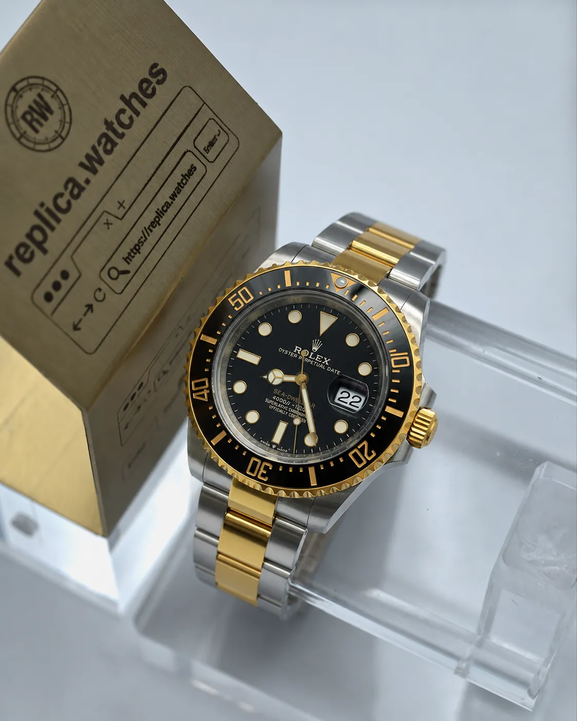 Replica Rolex Sea-Dweller M126603-0001 43mm Black Dial Two-Tone Gold Steel 3235 Movement Watch VS Factory