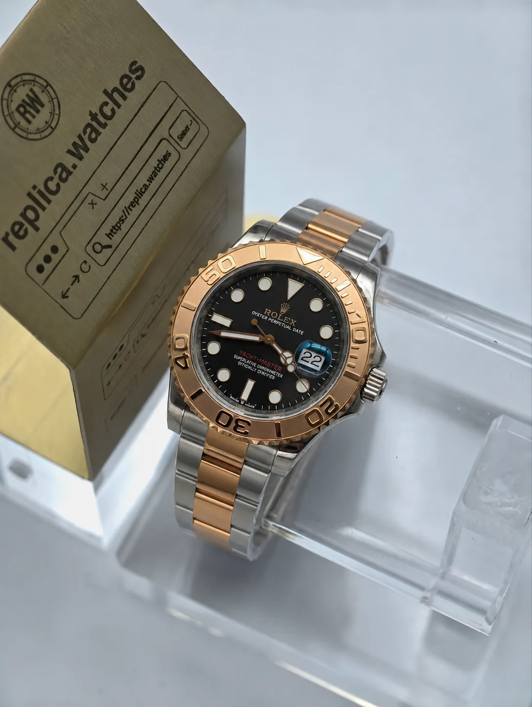 Replica Rolex Yacht‑Master 40 M126621‑0002 Black Dial Everose Gold Bezel 3235 Movement Oyster Watch VS Factory