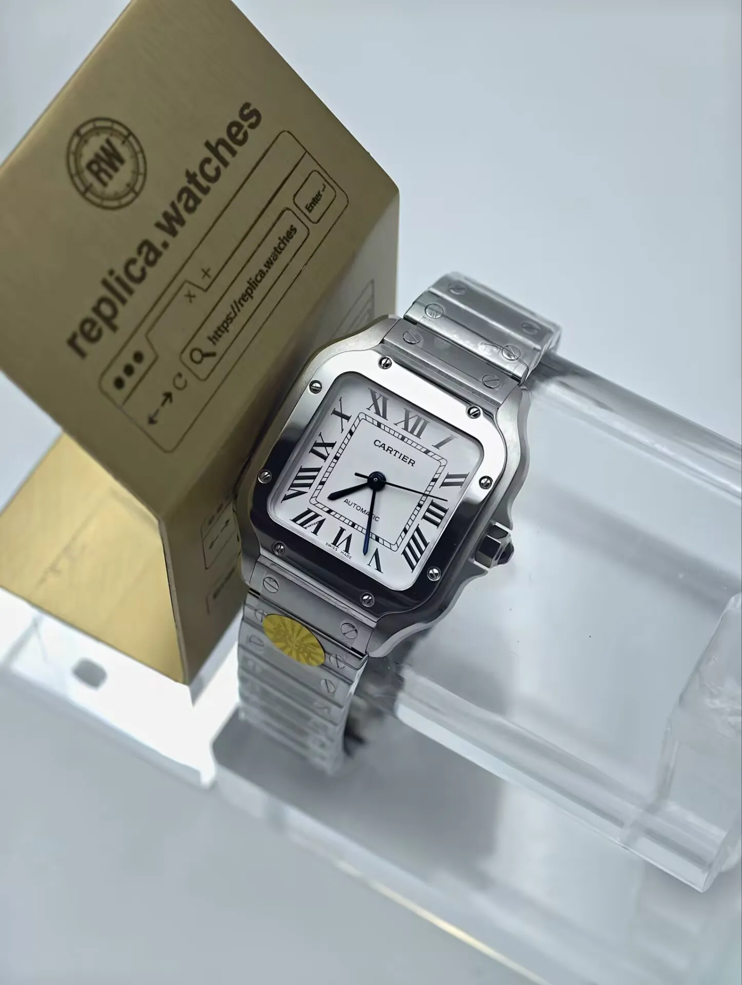 Replica Cartier Santos de Cartier WSSA0029 35.1mm Blue Spinel Crown 1847 MC Mechanical Watchs