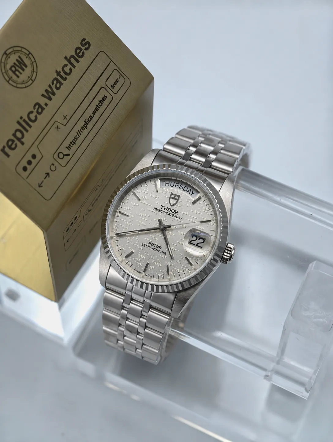 Super Clone Tudor Prince Date+Day 76214-62480 36mm Silver Textured Dial Steel Jubilee 2834-2 Movement MKS Factory Watch
