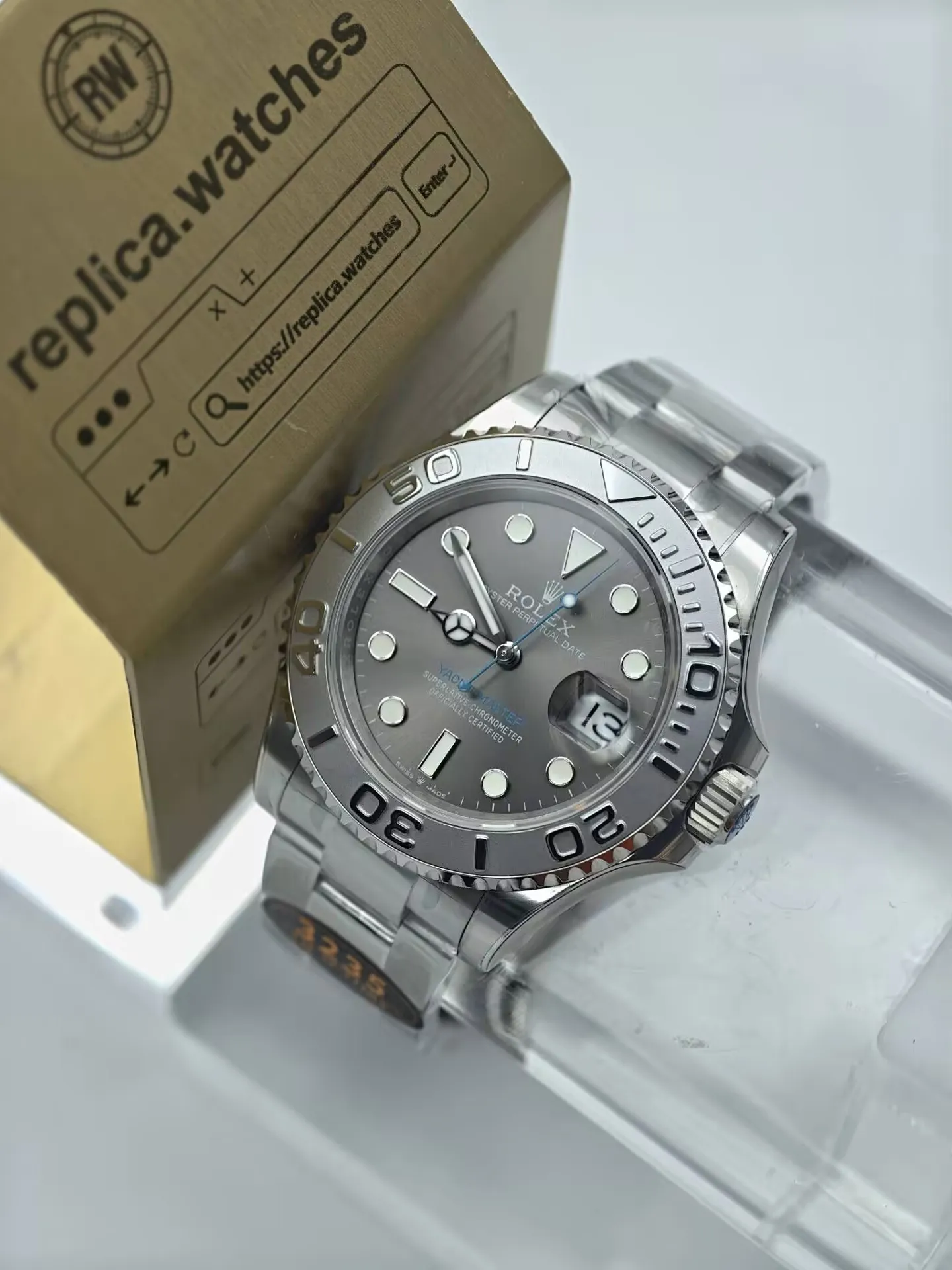 Super Clone Rolex Yacht-Master 40 M126622-0001 40mm Slate Grey Dial Rolesium Platinum Bezel 3235 Movement Q Factory Watch