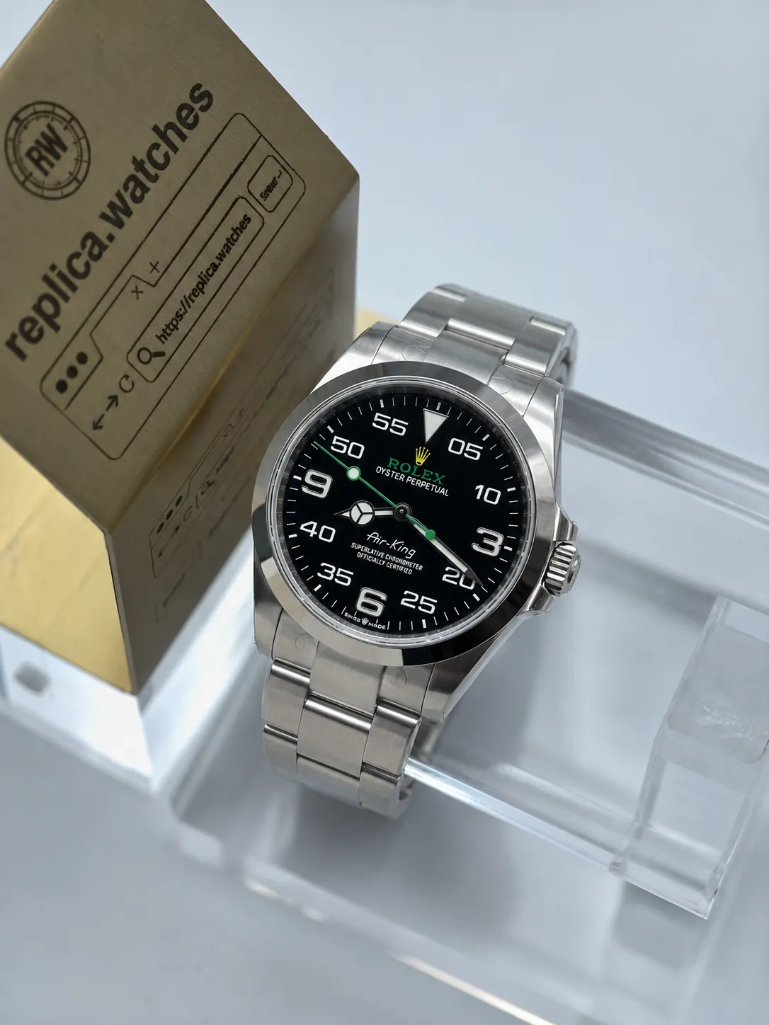 Rolex Air-King M126900-0001 40mm Sapphire Super Clone 3230 Movement Black Dial Watch