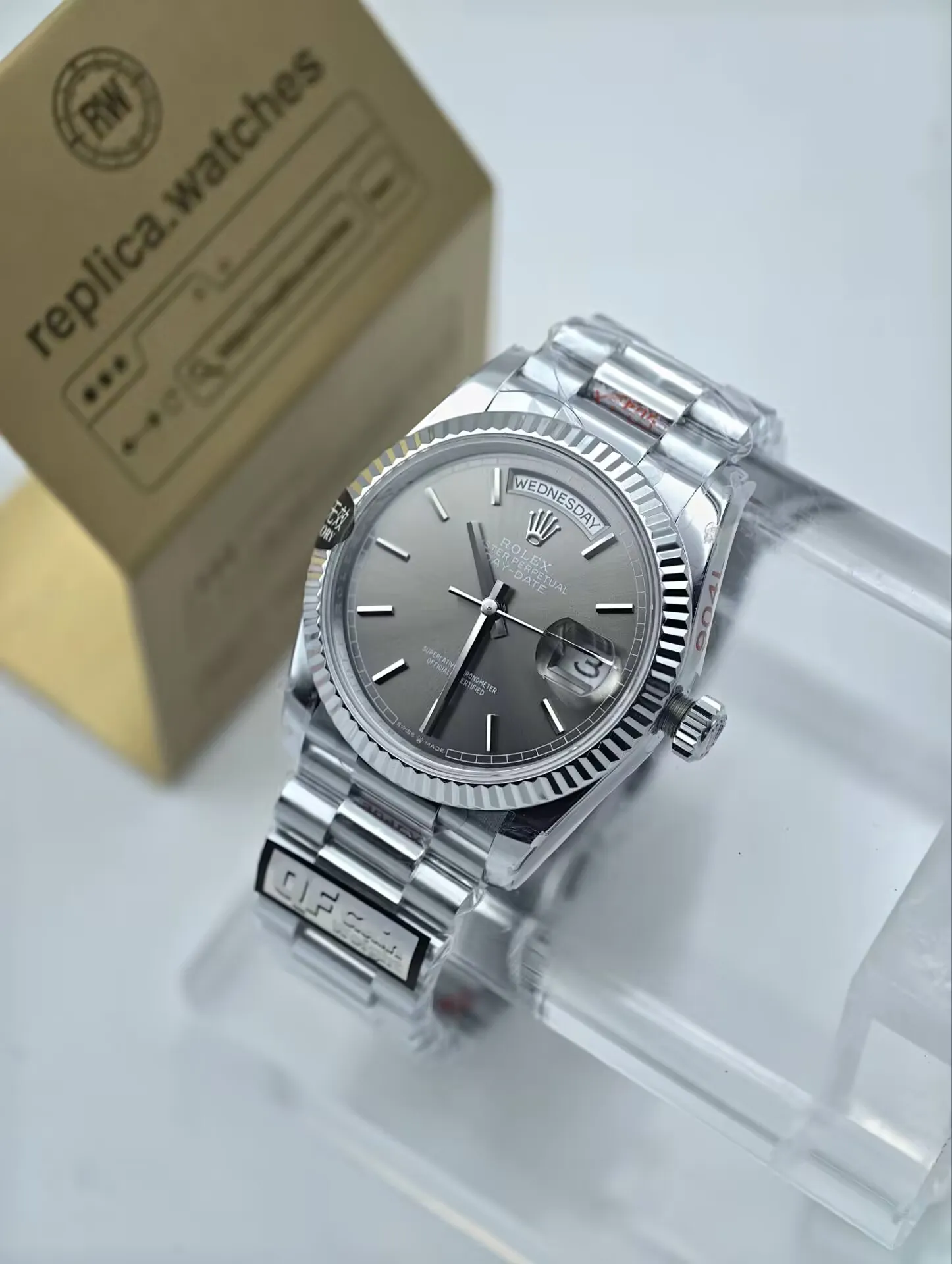 Rolex Day-Date M228239-0060 40mm 3255 Movement Replica Grey Dial Automatic Watch