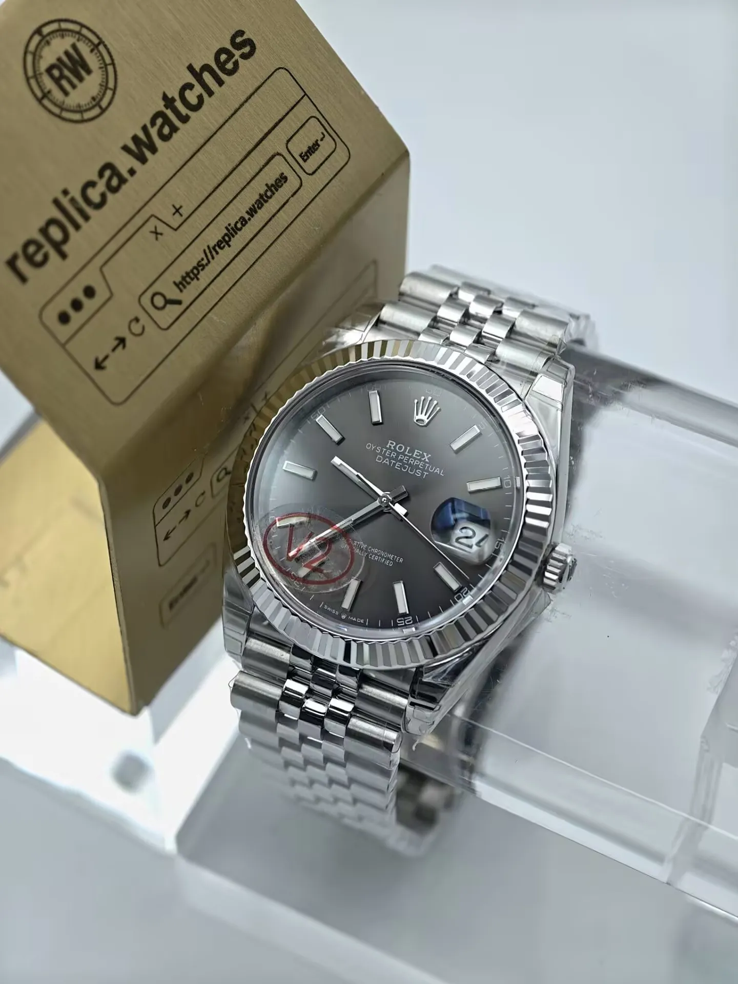 Rolex Datejust M126334-0014 41mm 3235 Movement Grey Sunburst Dial Replica Watch