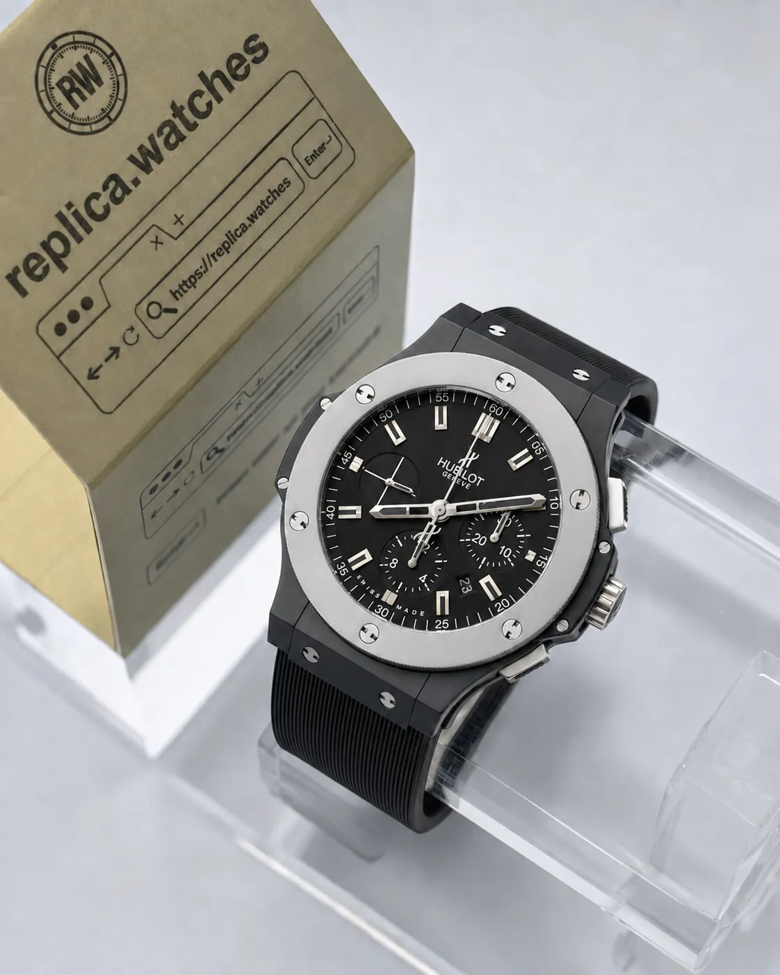 Hublot Big Bang Black Ceramic 301.CK.1140.RX 44mm HUB4100 Automatic Chronograph Replica Watch