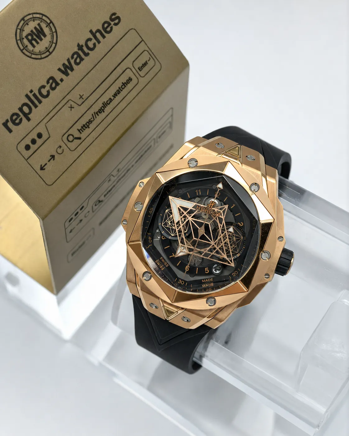 Hublot Big Bang Sang Bleu II 418.OX.1108.RX.MXM19 45mm HUB1240 Geometric Skeleton Replica Watch