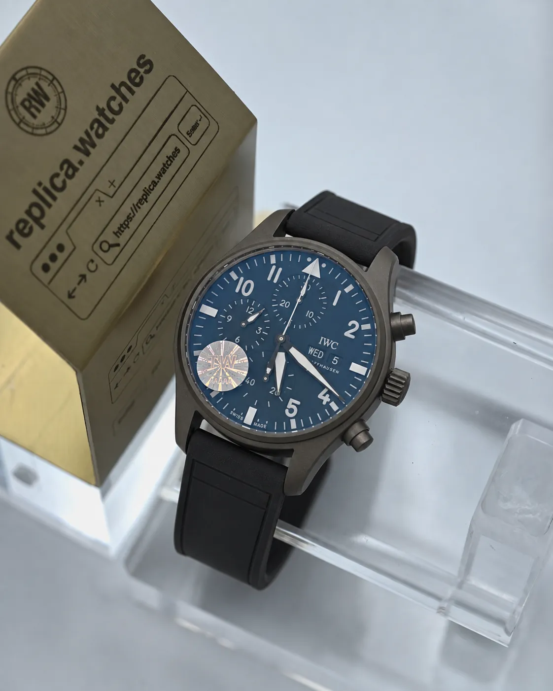 IWC Pilot IW388106 41mm 69380 Movement Black Ceramic Rubber Strap Replica Watch