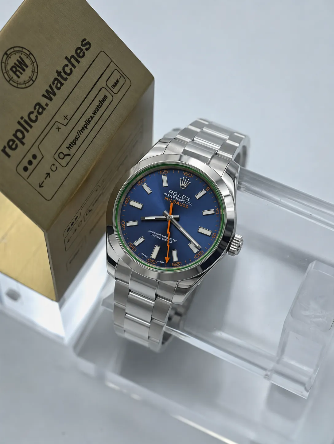 Rolex Milgauss 116400GV-0002 Blue Dial 40mm 2824 Movement Sapphire Super Clone Watch