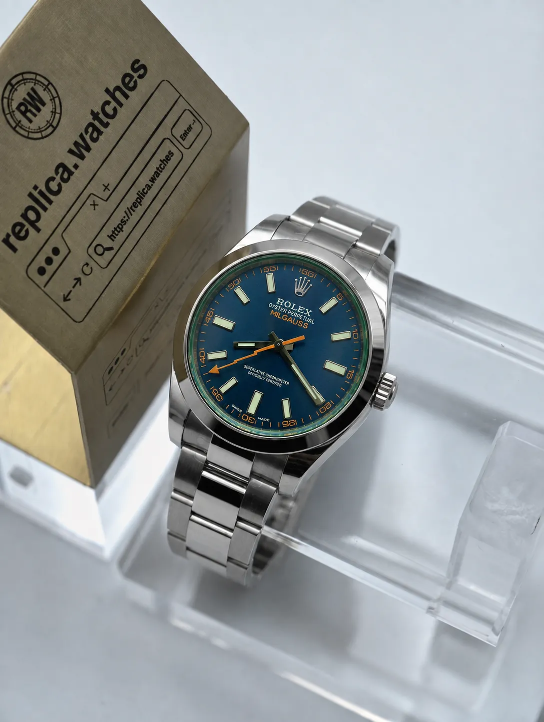 Rolex Milgauss 116400GV-0002 40mm Super Clone Green Sapphire Blue Dial Watch 3131 Movement