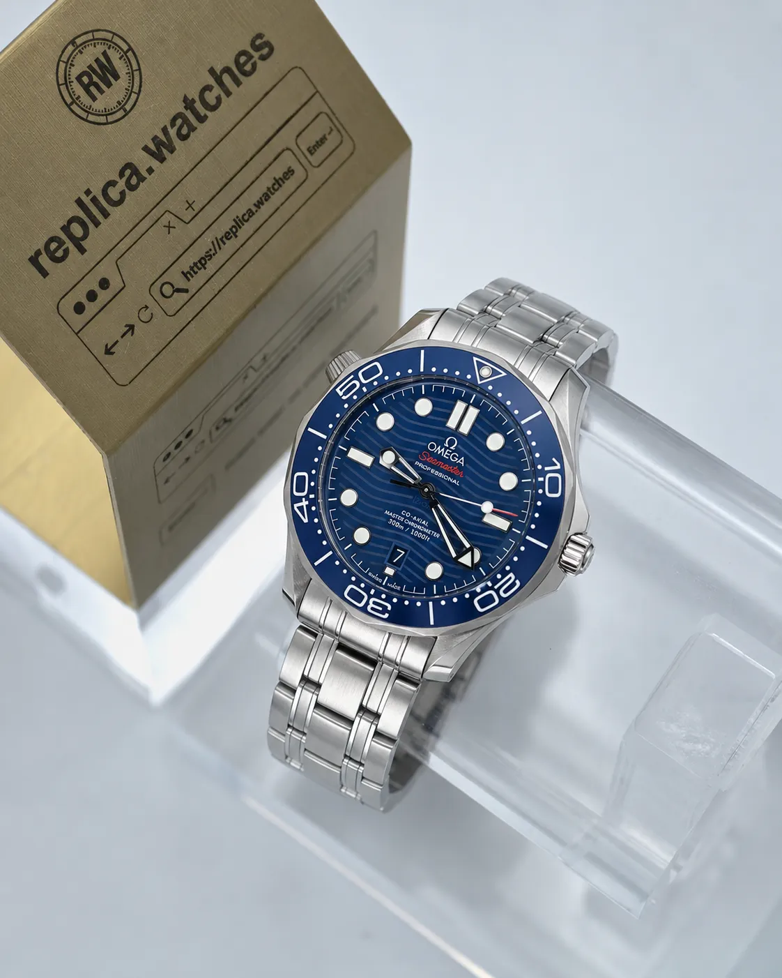 Omega Seamaster Diver 300M 210.30.42.20.03.001 42mm 8800 Blue Wave Dial Stainless Steel Automatic Replica Watch