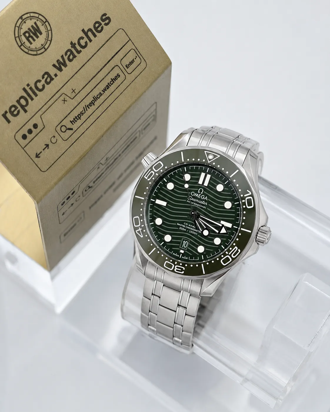 Omega Seamaster Diver 300M 210.30.42.20.10.001 42mm 8800 Movement Green Wave Dial Steel Replica Watch