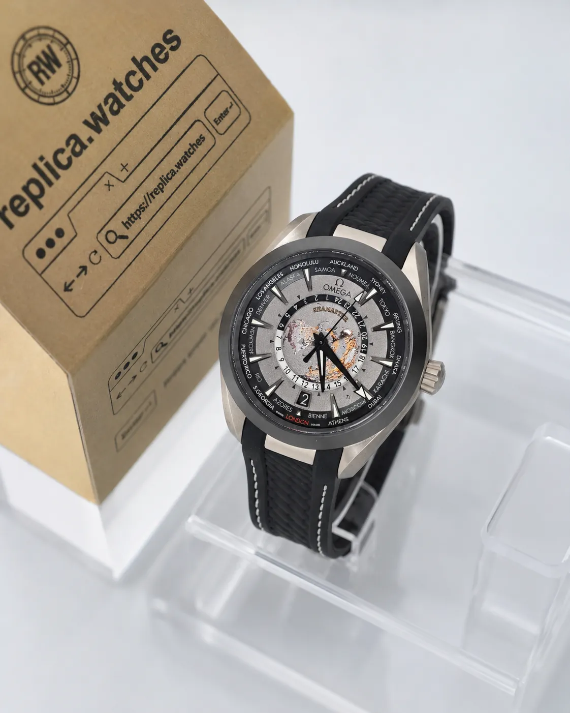 Omega Seamaster Aqua Terra Worldtimer 220.92.43.22.99.001 43mm 8938 Titanium Automatic Replica Watch
