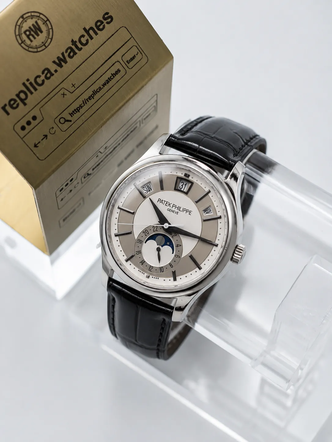 Patek Philippe Complications 5205G-001 40mm 324 S QA LU 24H/206 Movement Silver Moonphase Replica Watch