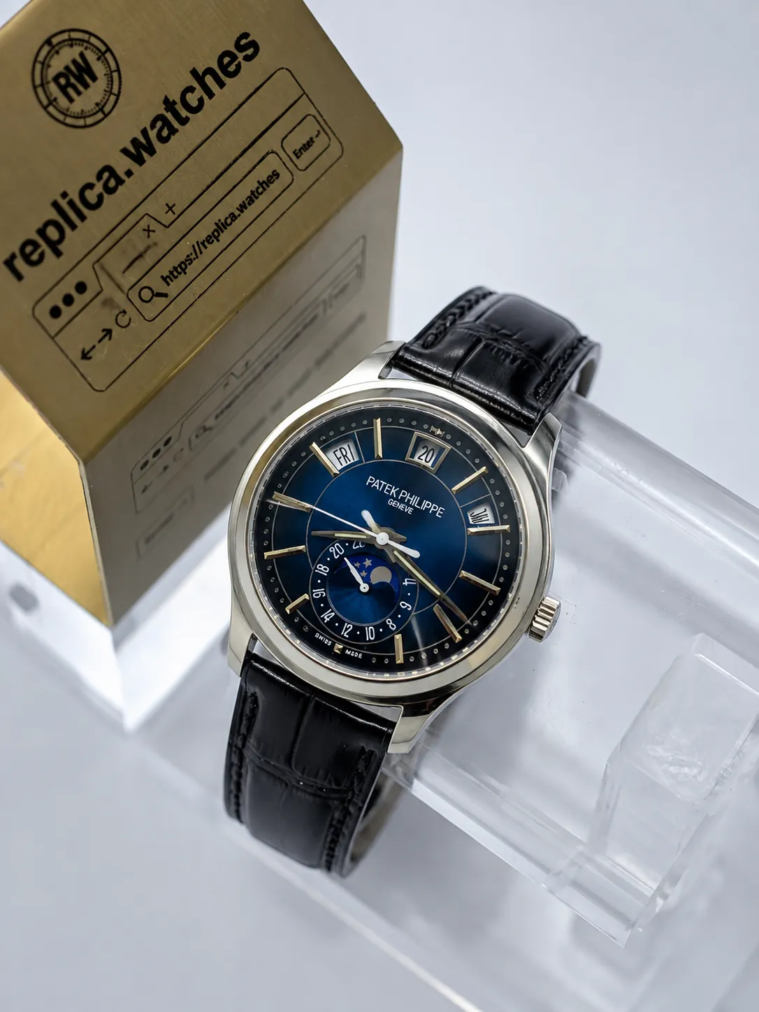 Patek Philippe Complications 5205G-013 40mm 324 S QA LU 24H/206 Movement Blue Dial Replica Moonphase Watch